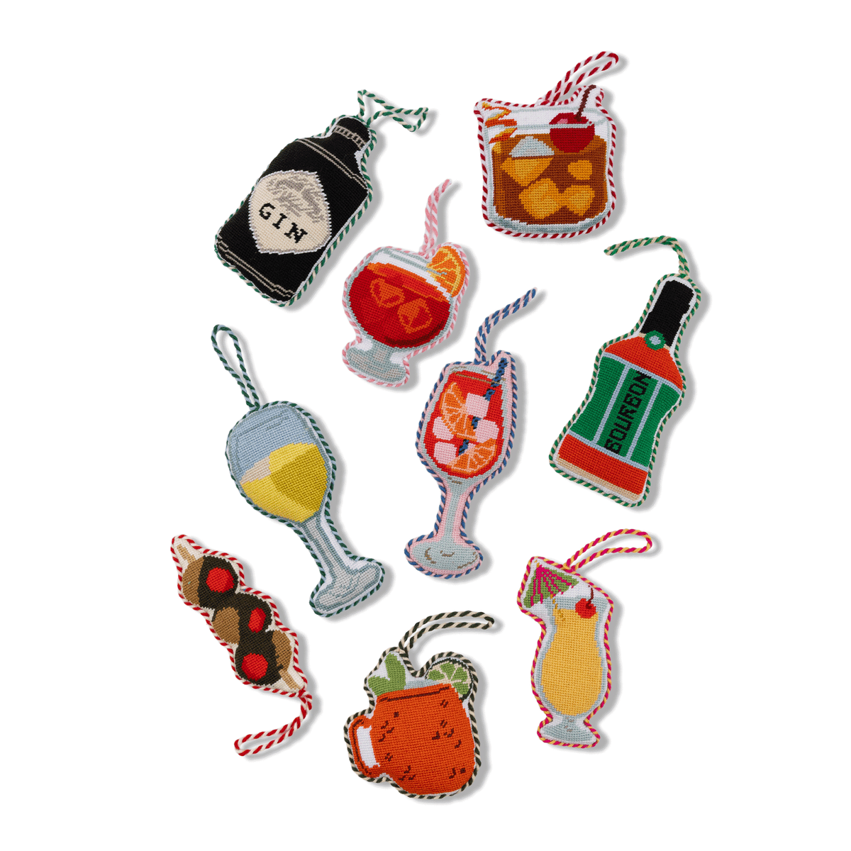 Needlepoint Icon Ornament - Gin Bottle - Furbish Studio