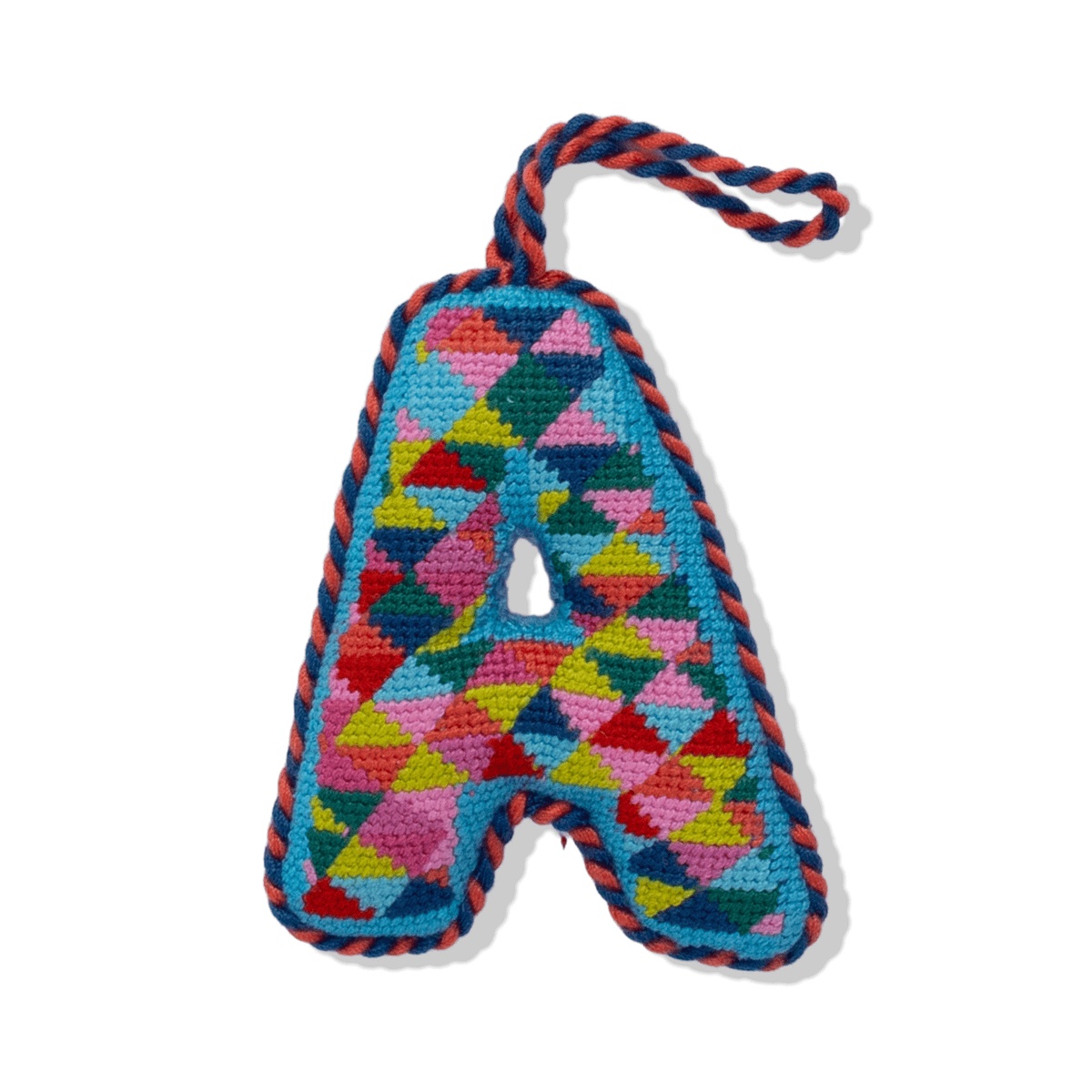 Needlepoint Monogram Ornament - A