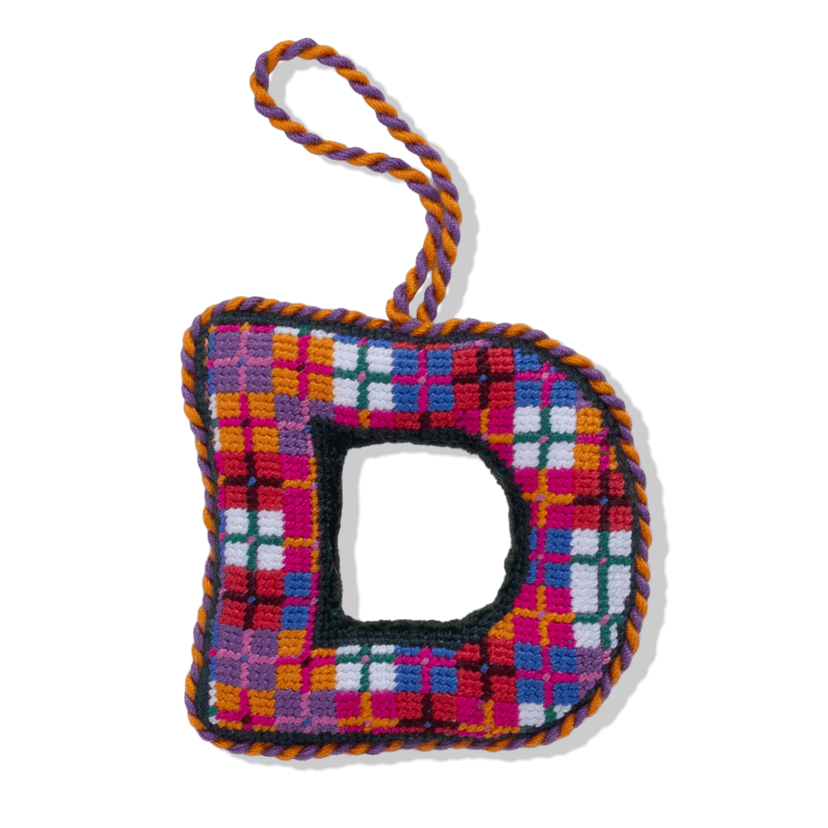 Needlepoint Monogram Ornament - D
