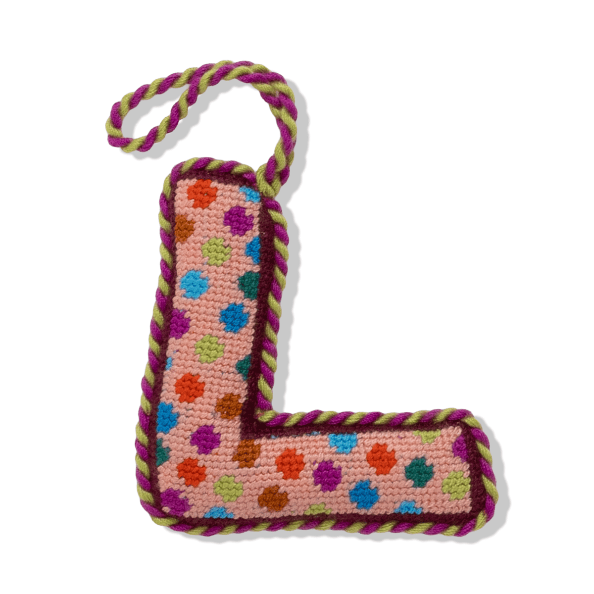 Needlepoint Monogram Ornament - L - Furbish Studio