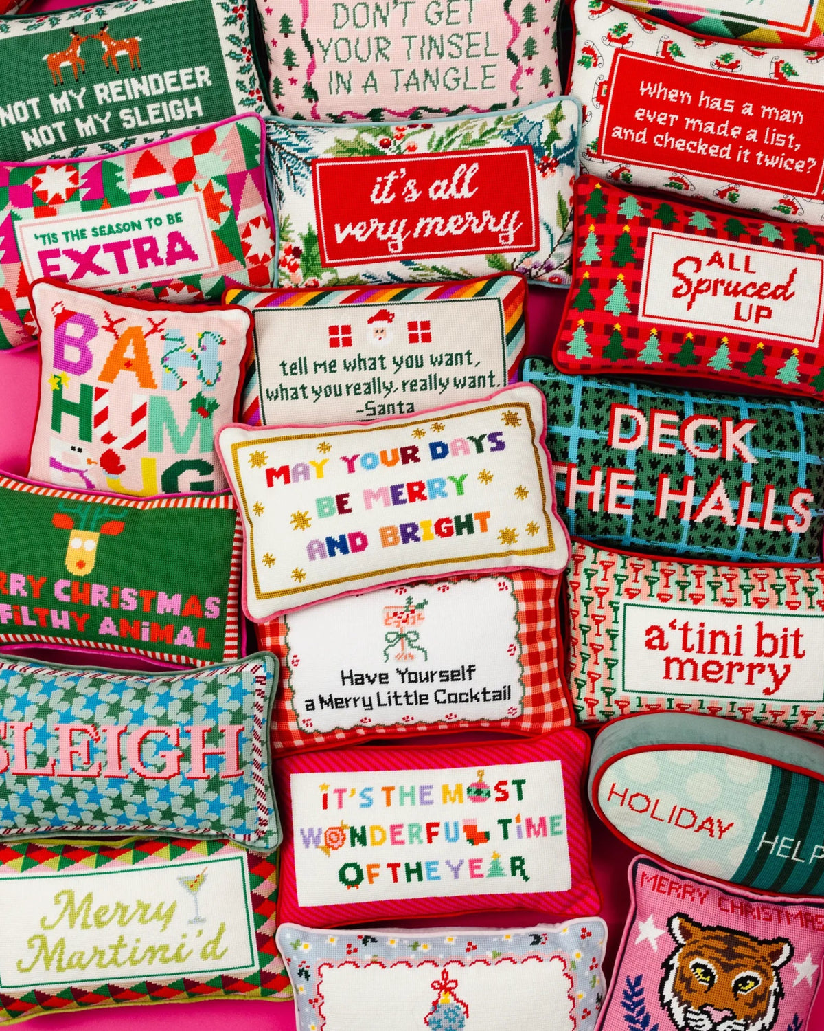 Merry & Bright Needlepoint Pillow - Furbish Studio
