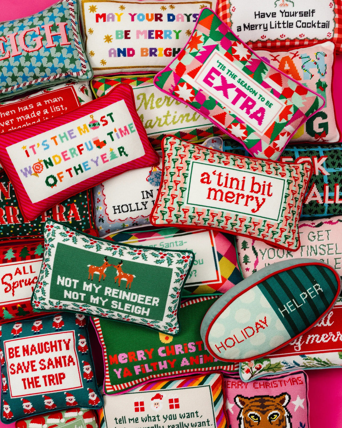 Tis the Extra Season Needlepoint Pillow - Furbish Studio