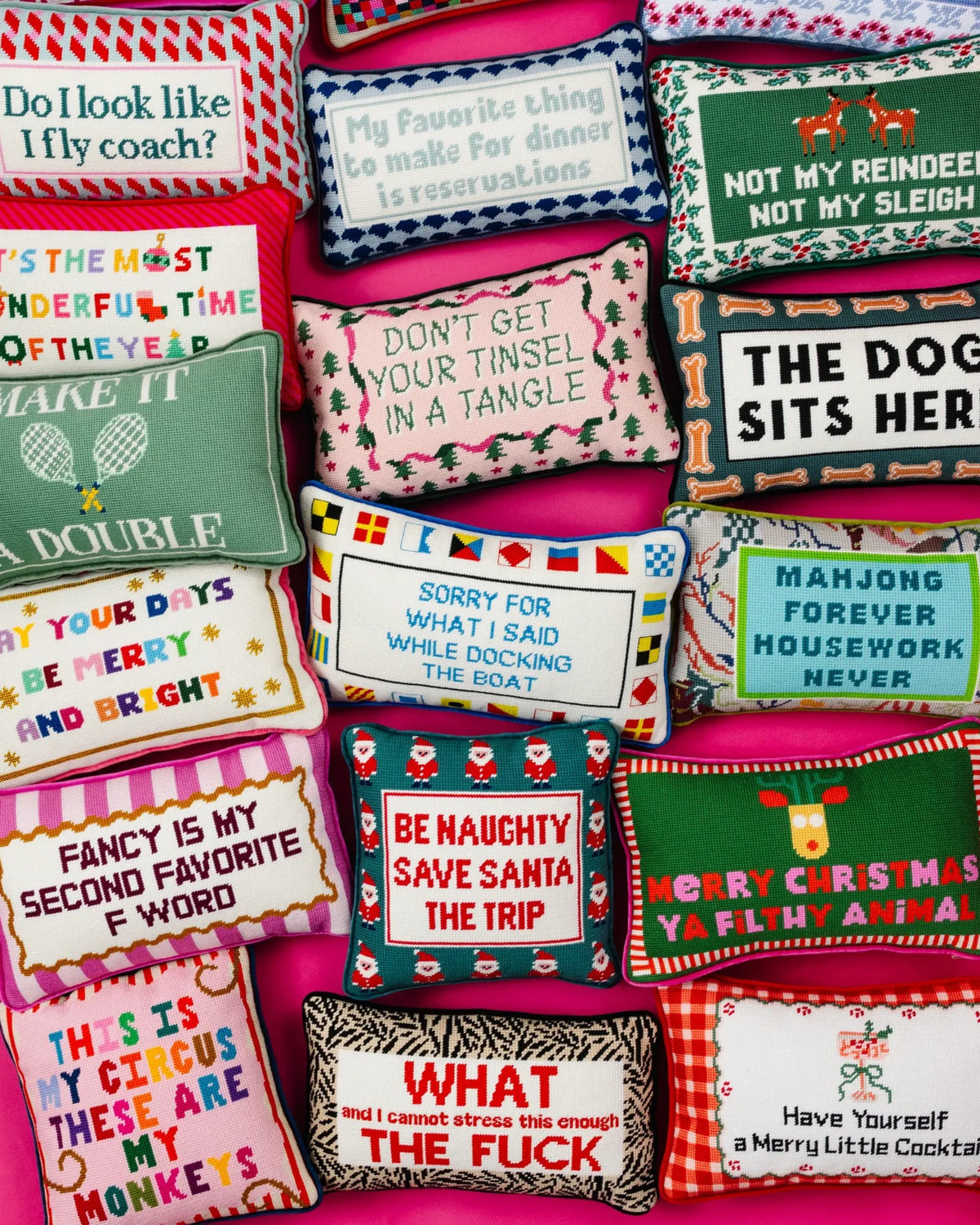 Be Naughty Needlepoint Pillow - Furbish Studio