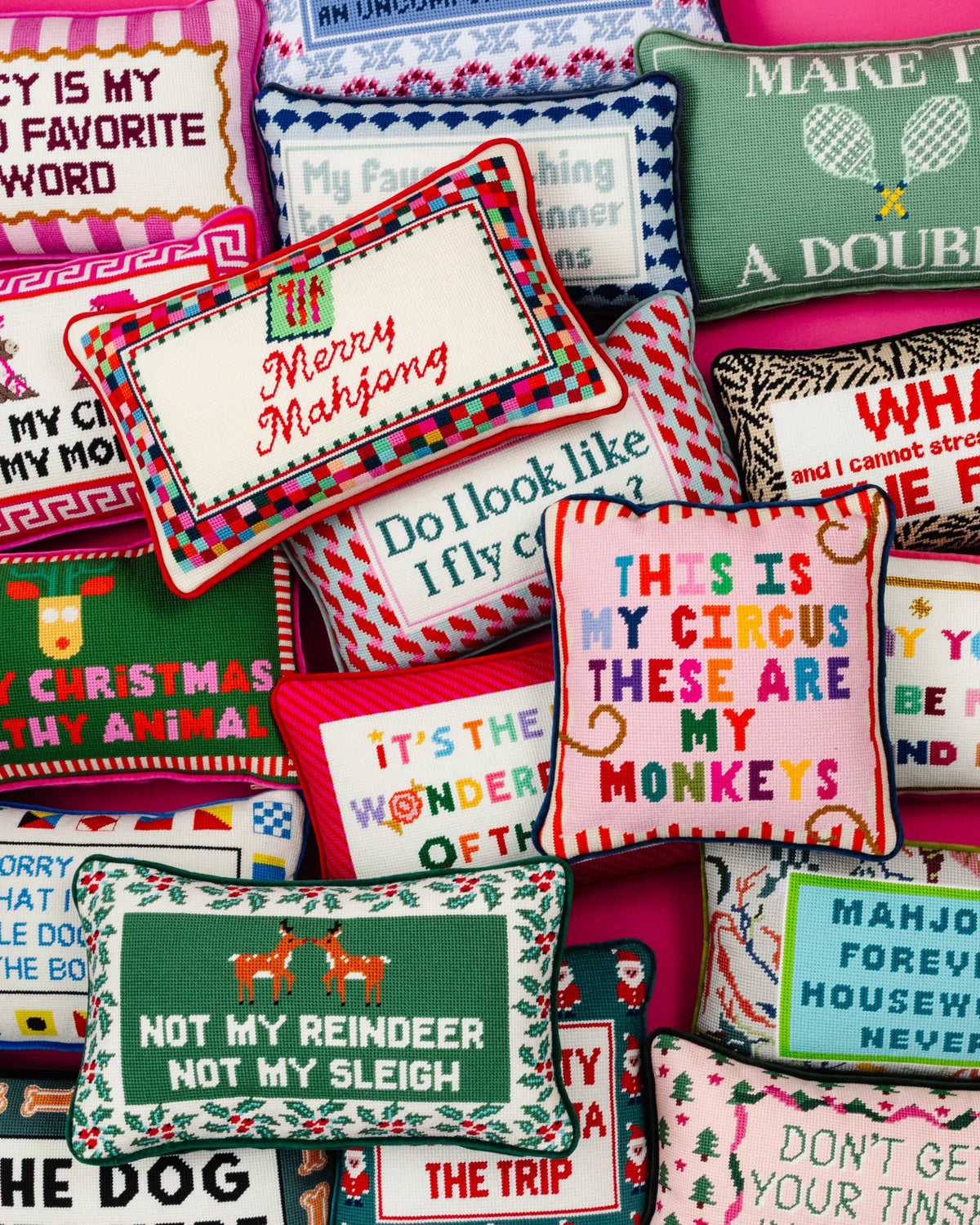Merry Mahjong Needlepoint Pillow - Furbish Studio