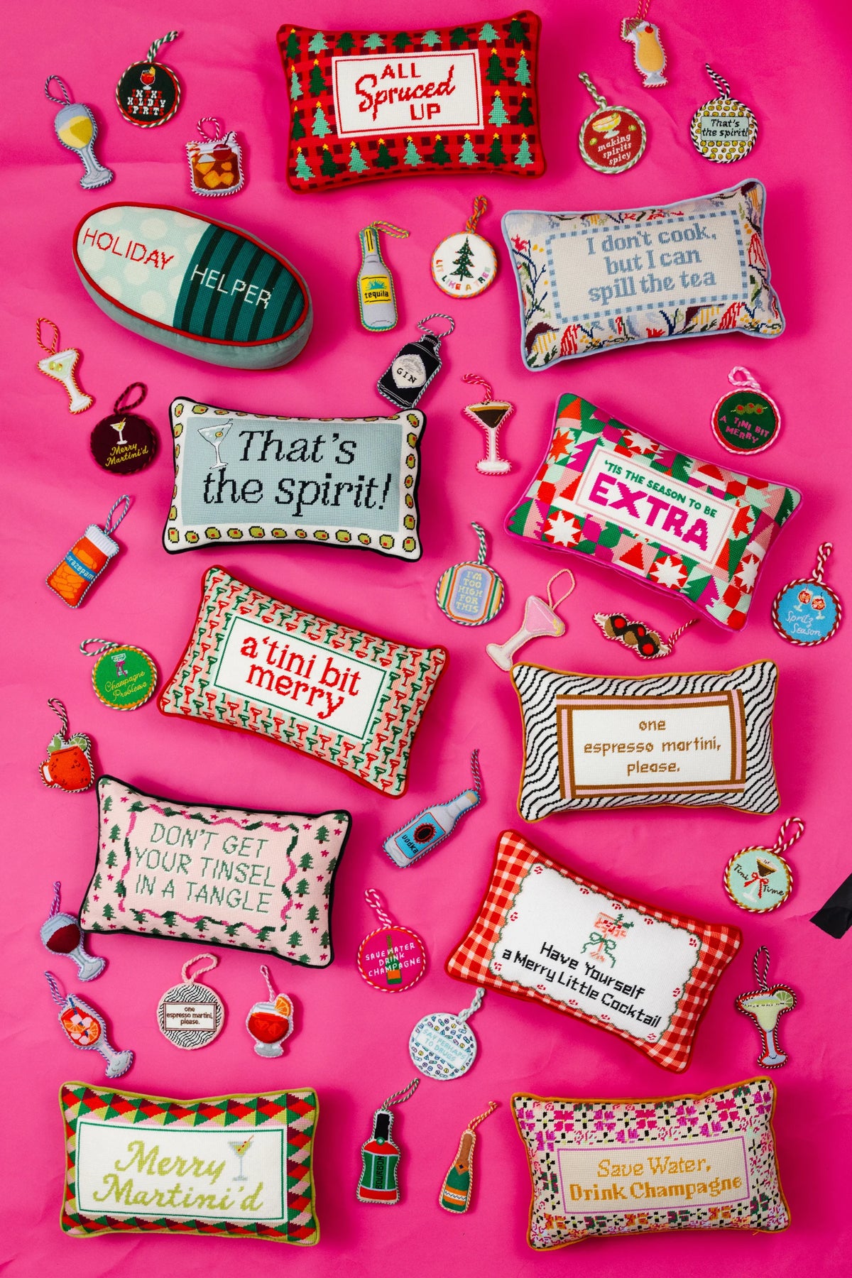 Merry Little Cocktail Needlepoint Pillow - Furbish Studio