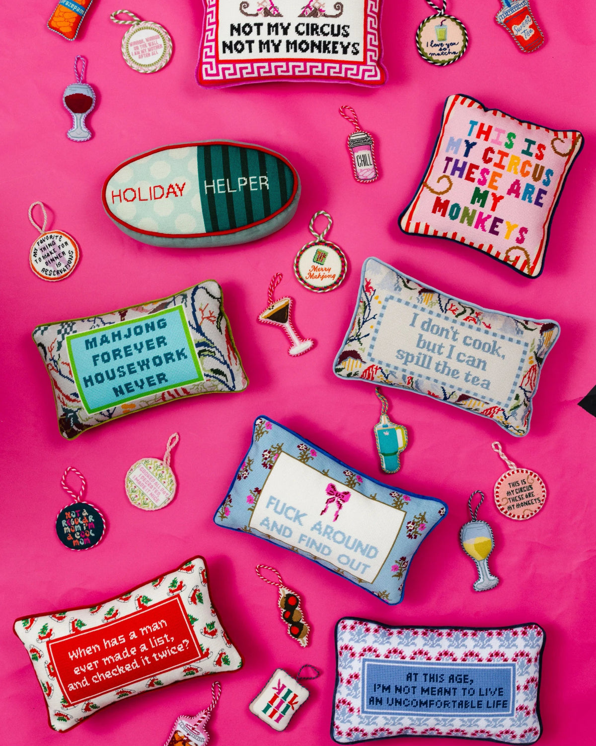 Spill the Tea Needlepoint Pillow - Furbish Studio