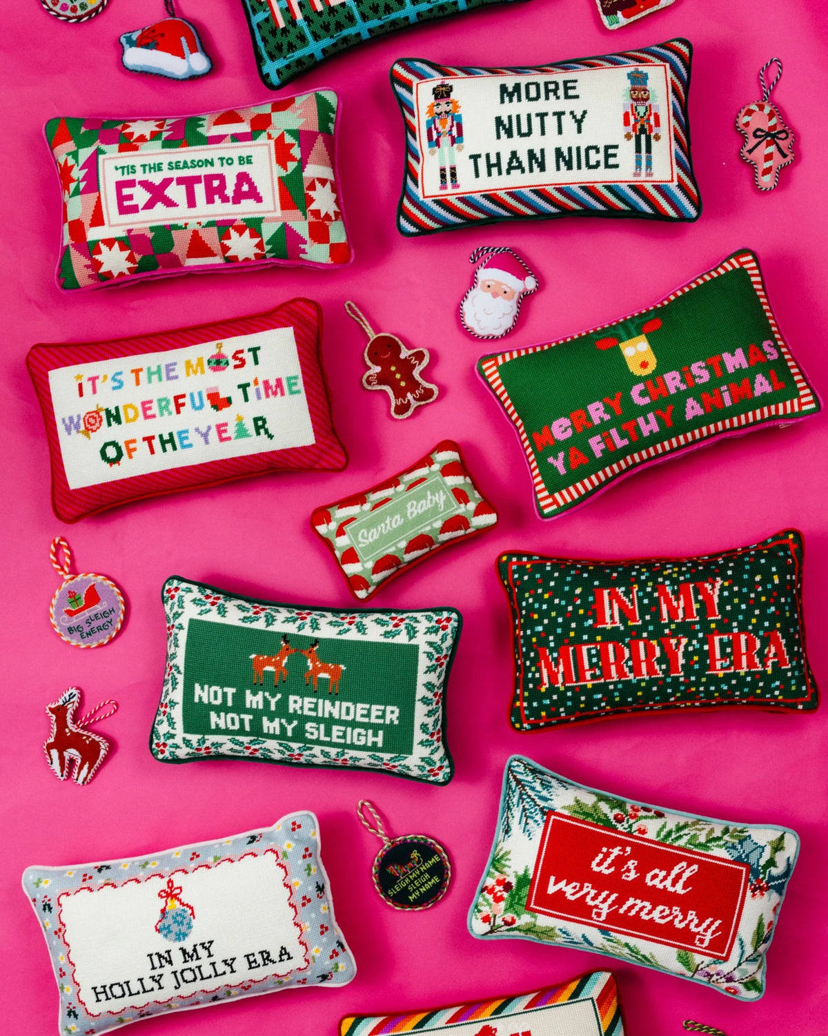 Santa Baby Mini Needlepoint Pillow - Furbish Studio