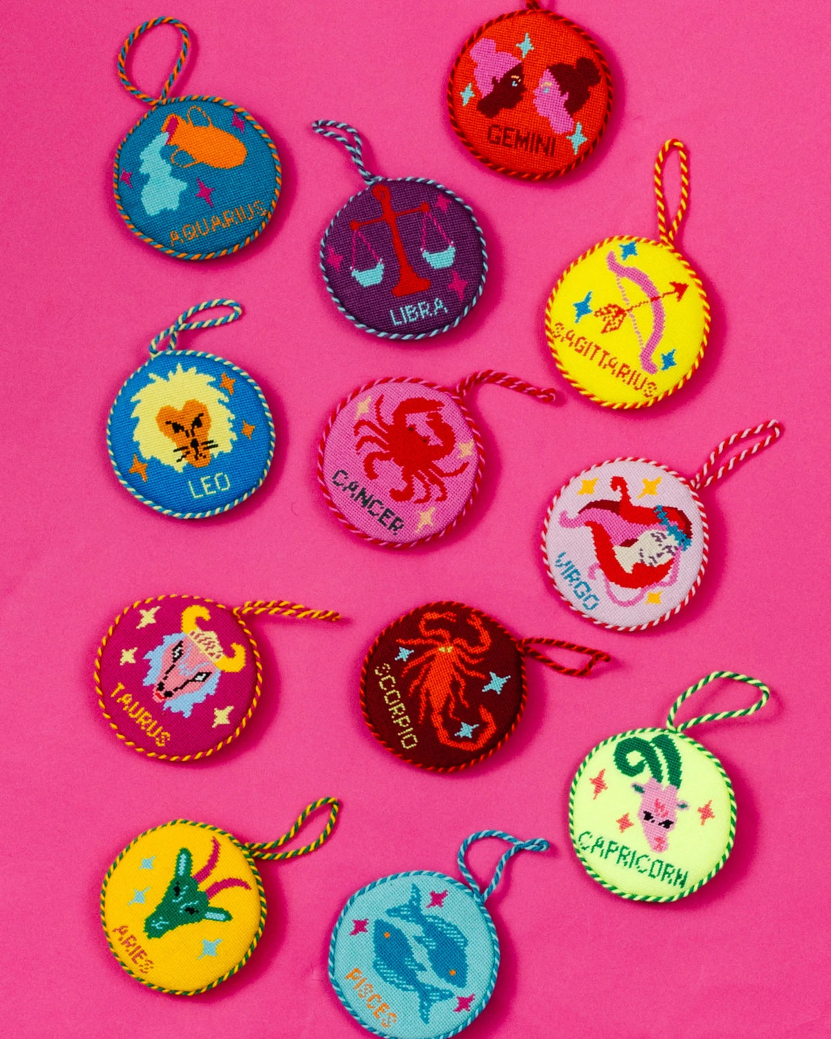 Needlepoint Zodiac Ornament - Cancer - Furbish Studio