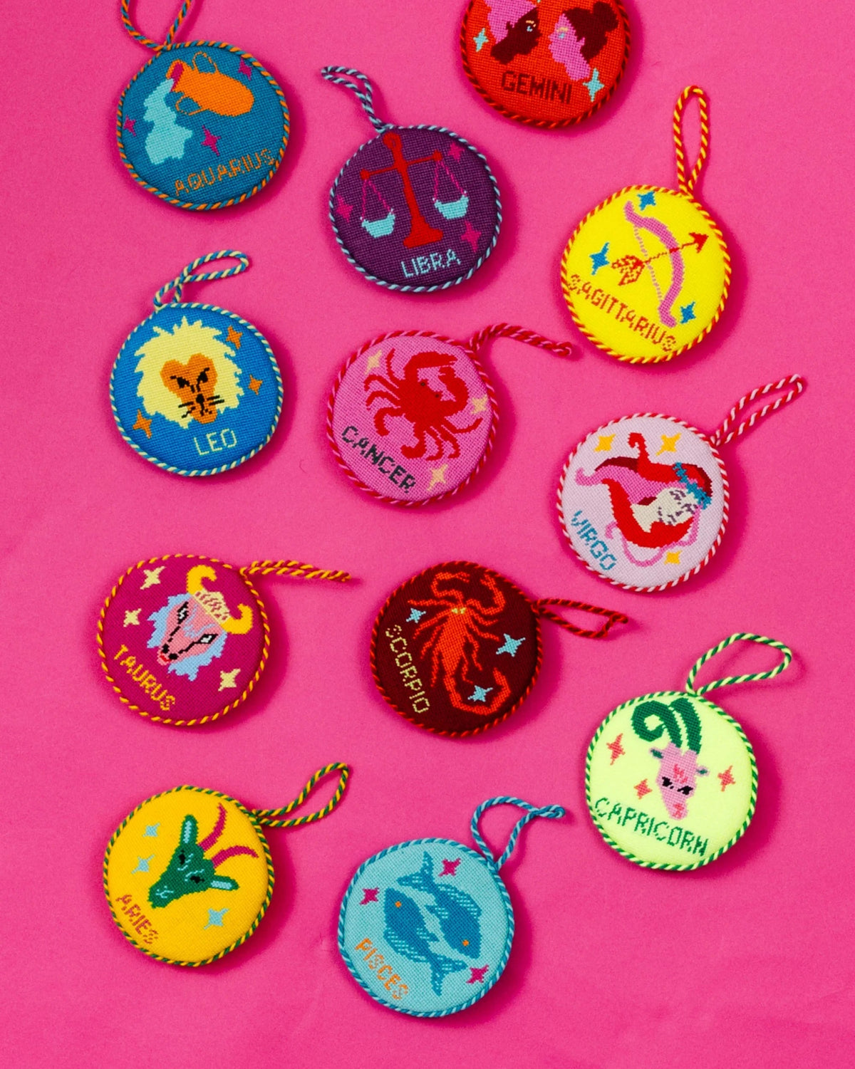 Needlepoint Zodiac Ornament - Capricorn - Furbish Studio
