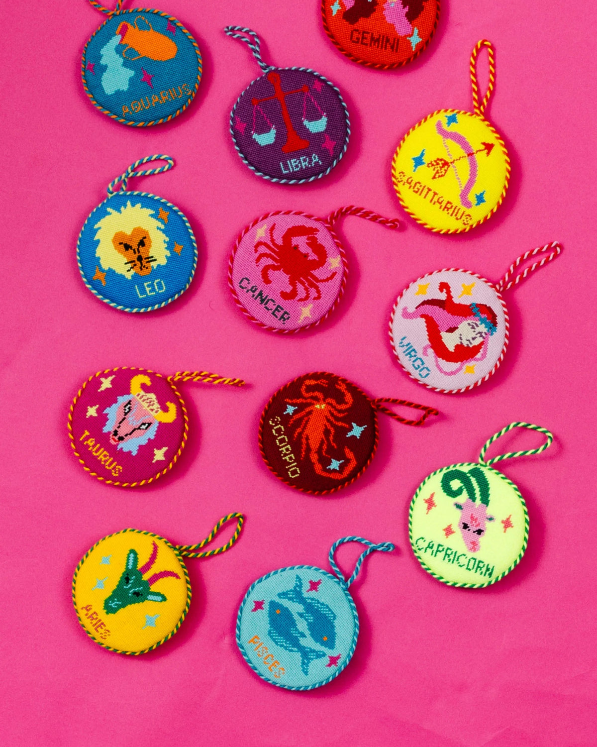 Needlepoint Zodiac Ornament - Aries - Furbish Studio