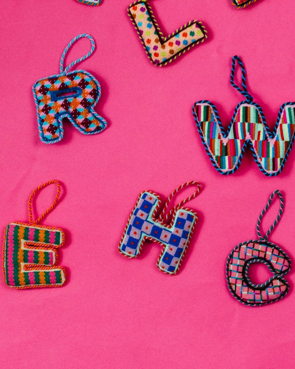 Needlepoint Monogram Ornament - H - Furbish Studio