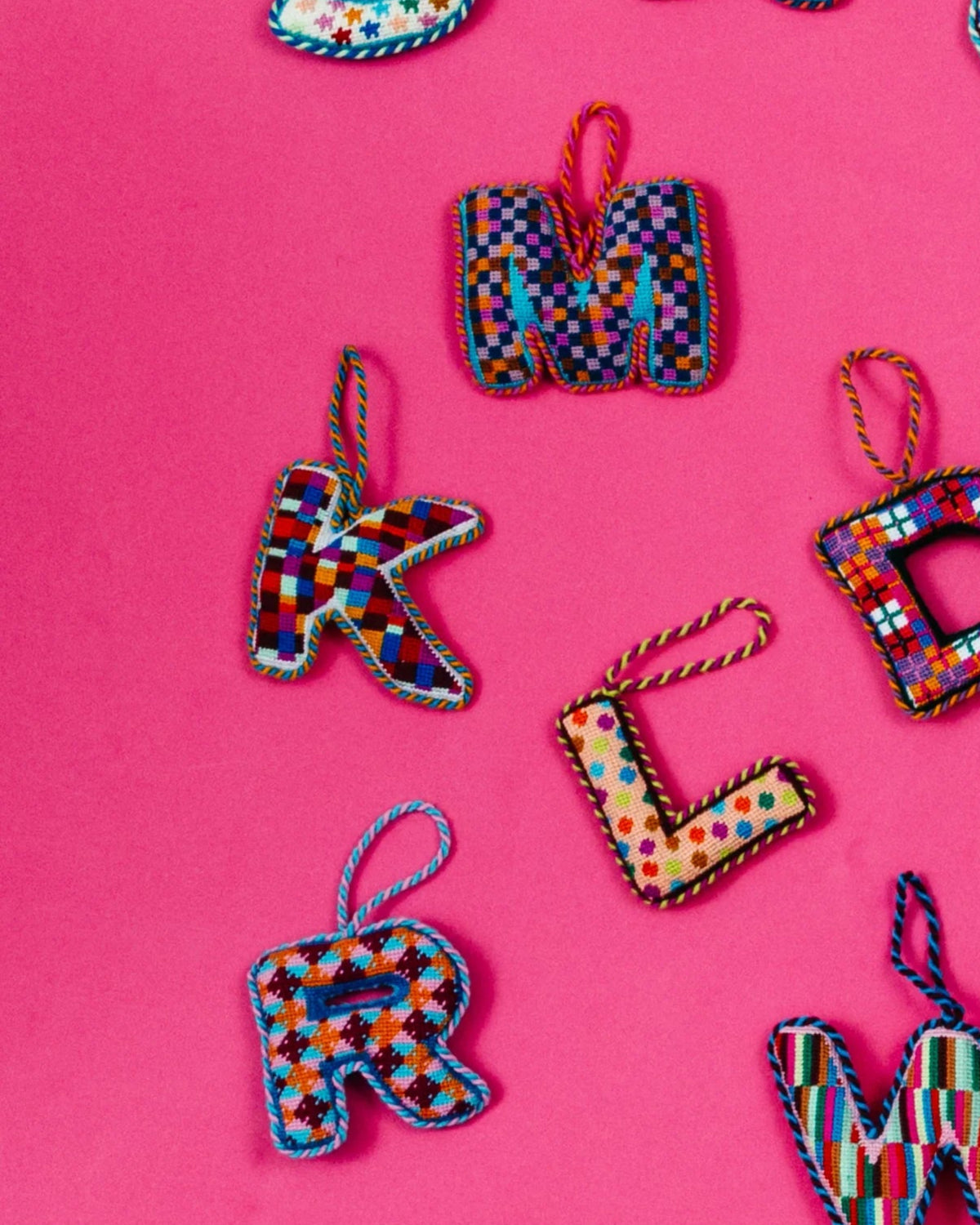 Needlepoint Monogram Ornament - K - Furbish Studio