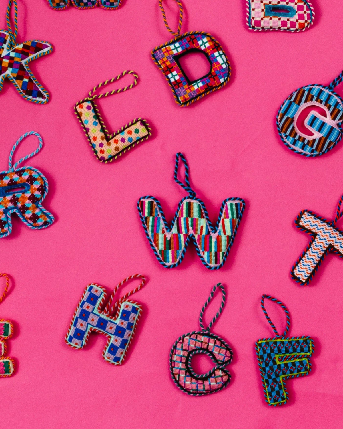 Needlepoint Monogram Ornament - W - Furbish Studio