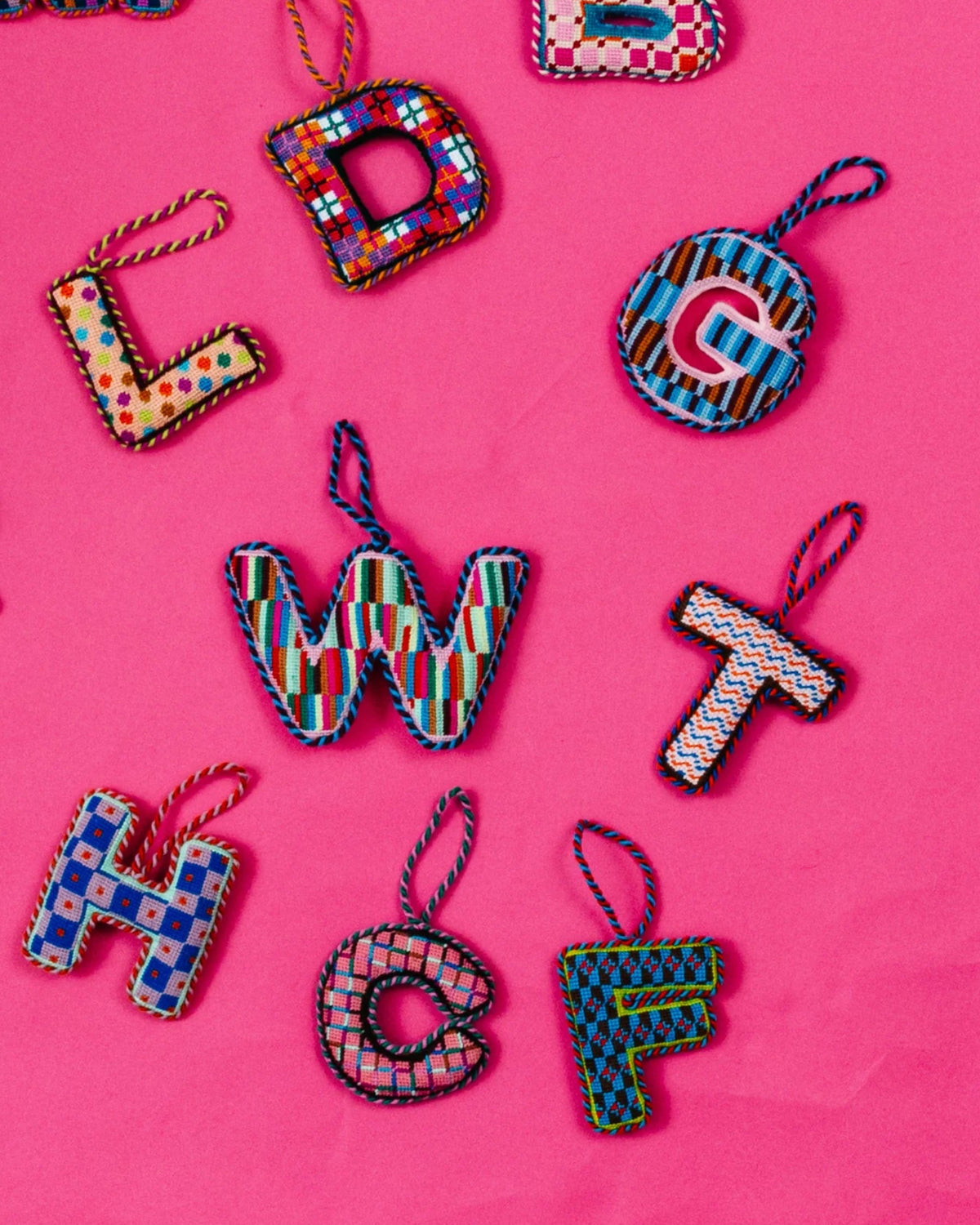 Needlepoint Monogram Ornament - T - Furbish Studio