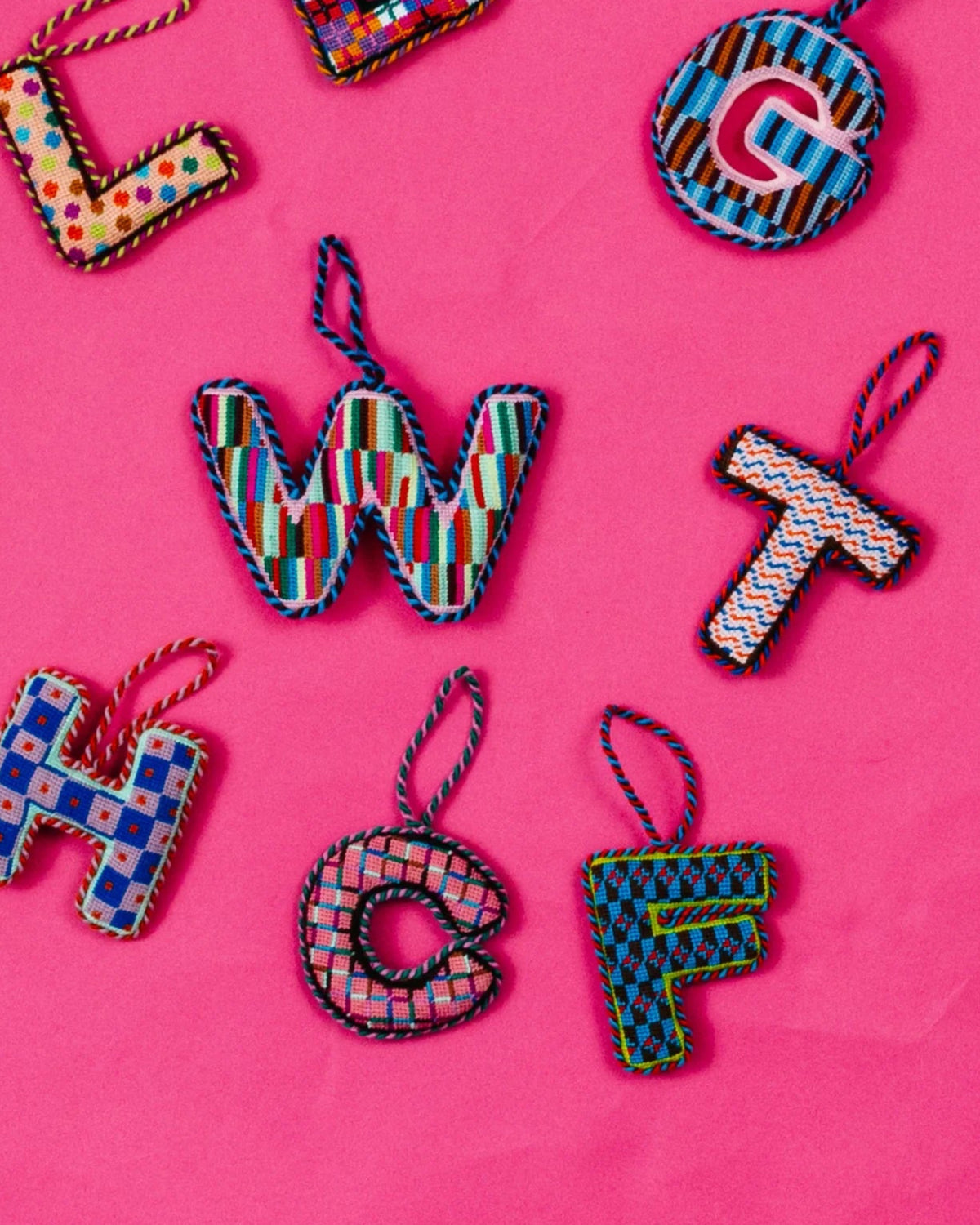 Needlepoint Monogram Ornament - C