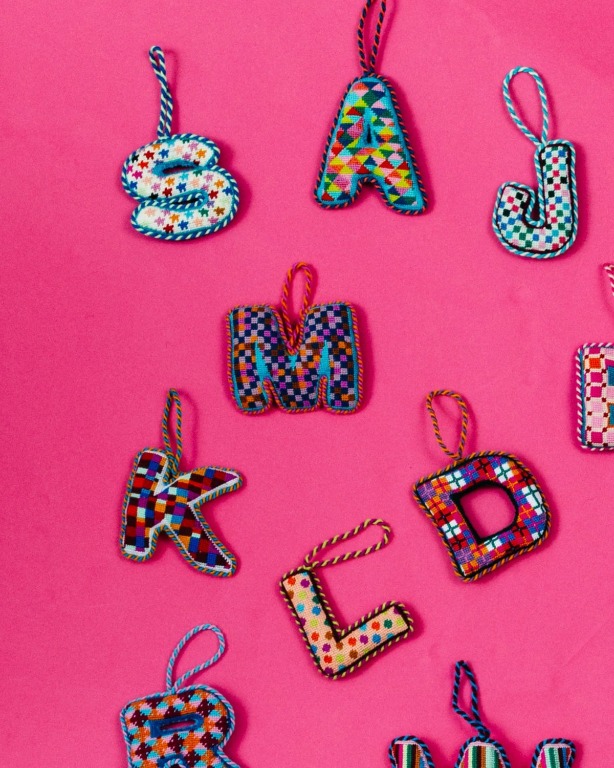 Needlepoint Monogram Ornament - M - Furbish Studio