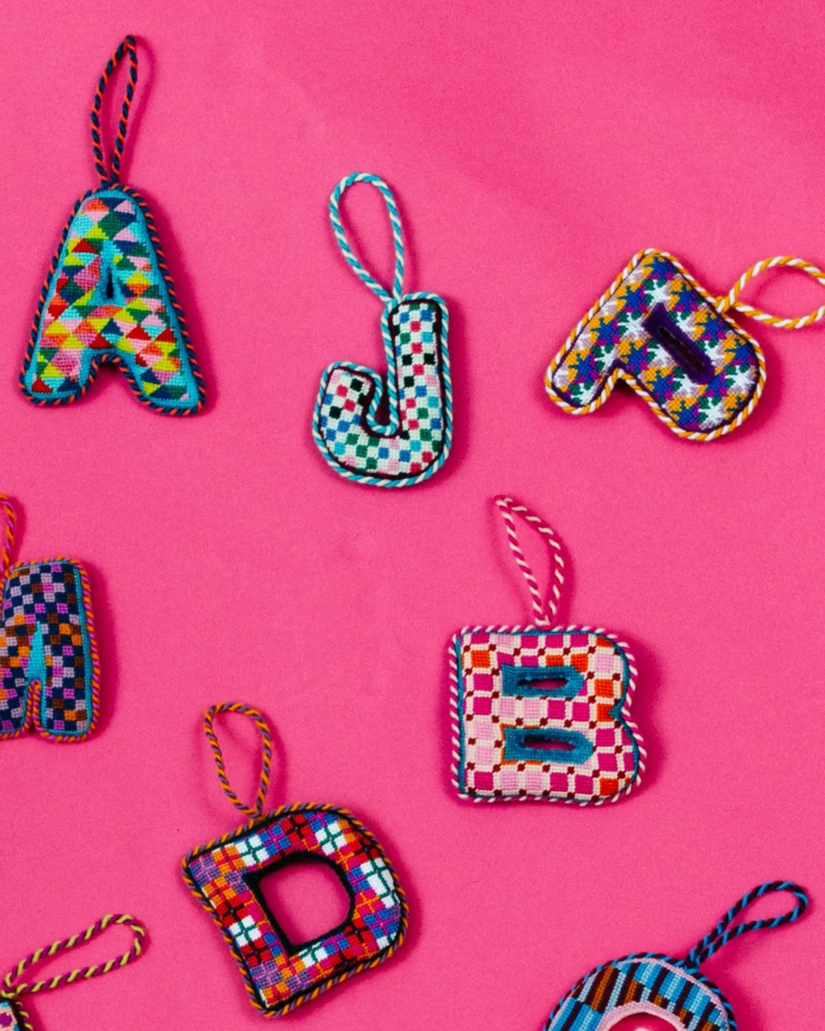 Needlepoint Monogram Ornament - J - Furbish Studio