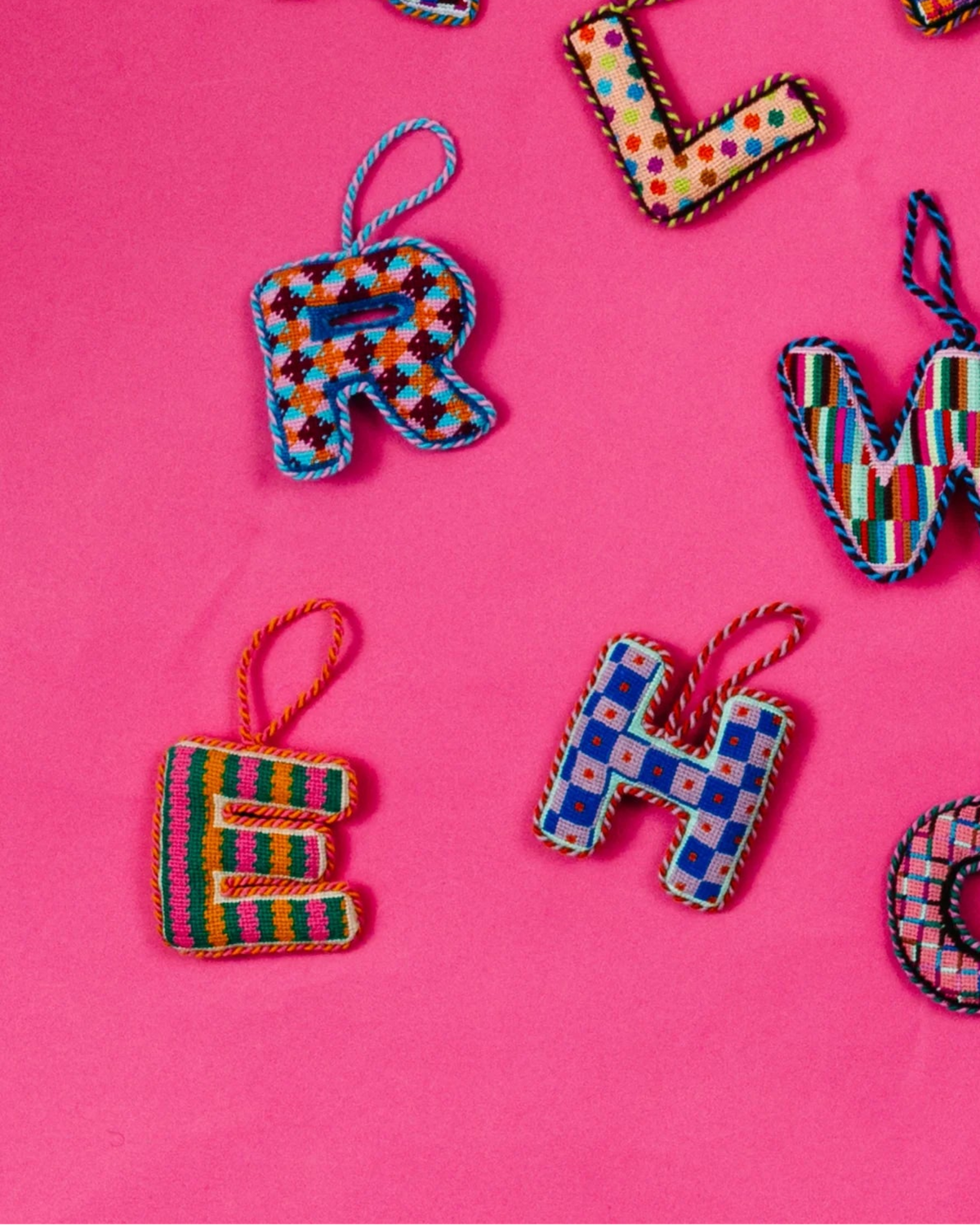 Needlepoint Monogram Ornament - E - Furbish Studio