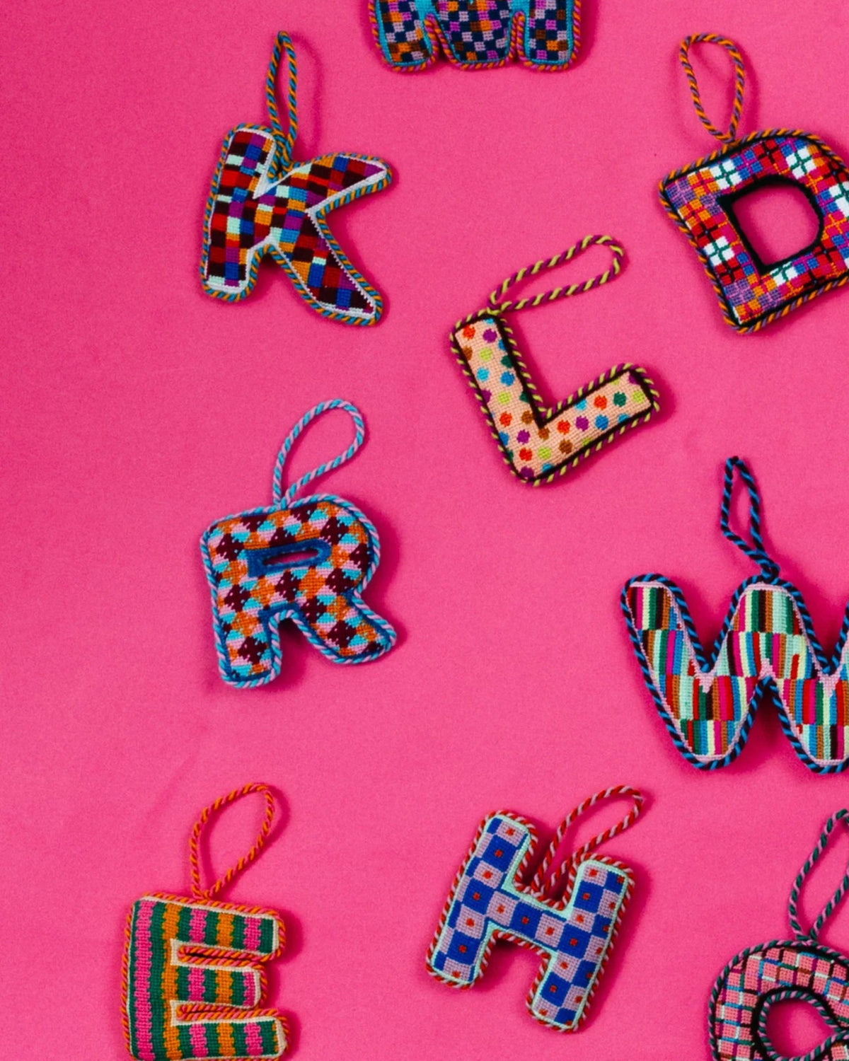 Needlepoint Monogram Ornament - R - Furbish Studio