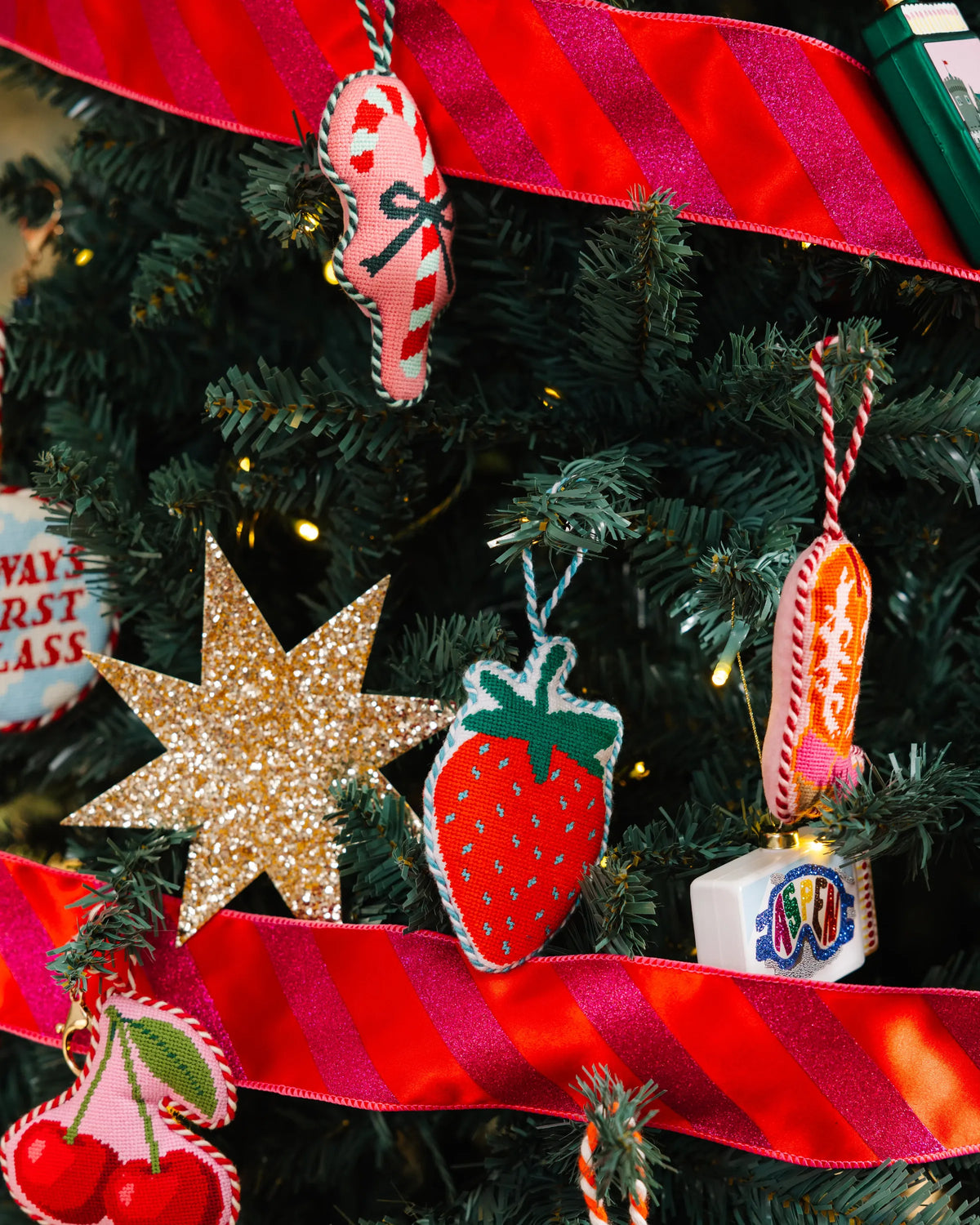 Needlepoint Icon Ornament - Strawberry - Furbish Studio