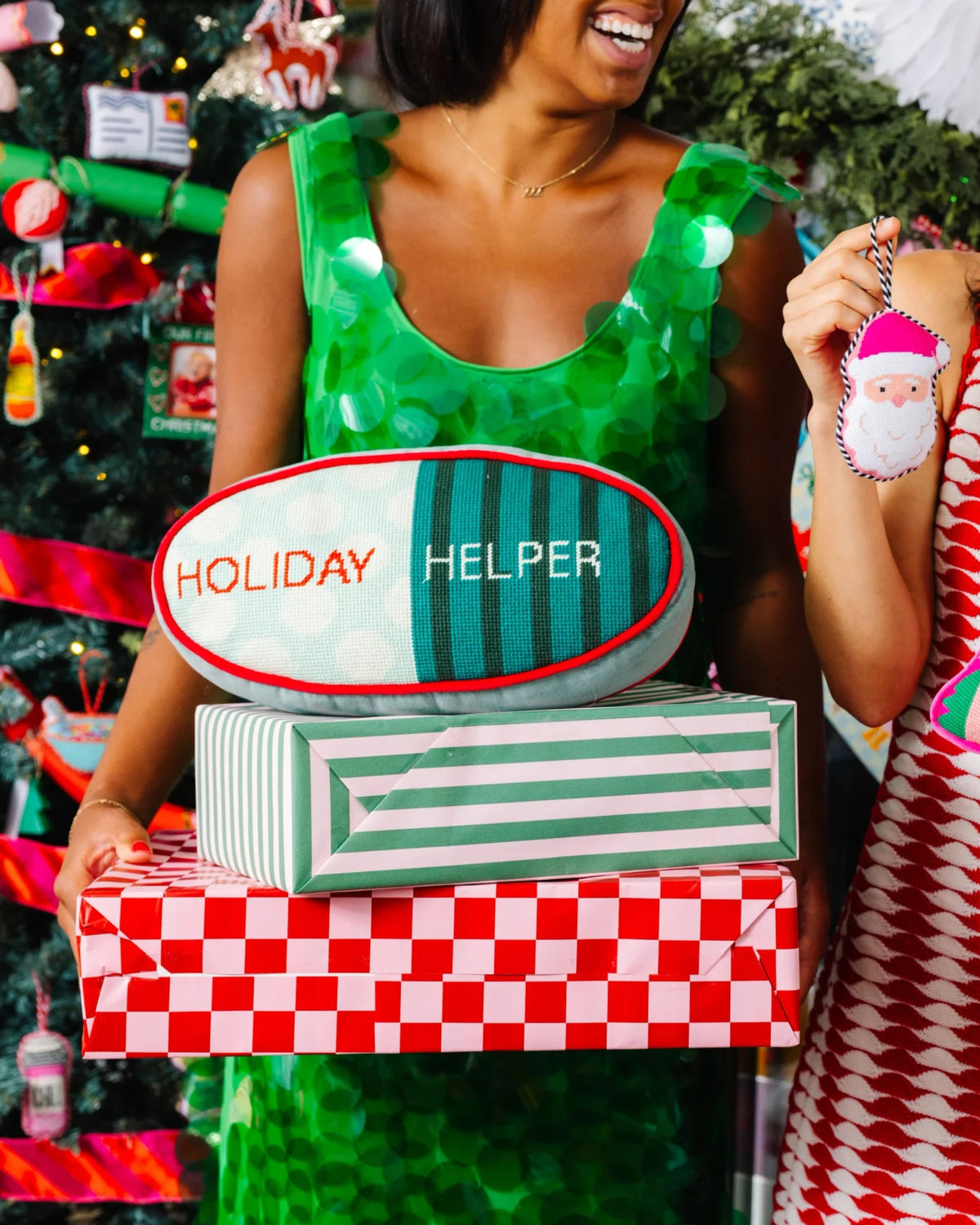 Holiday Helper Needlepoint Pillow - Furbish Studio