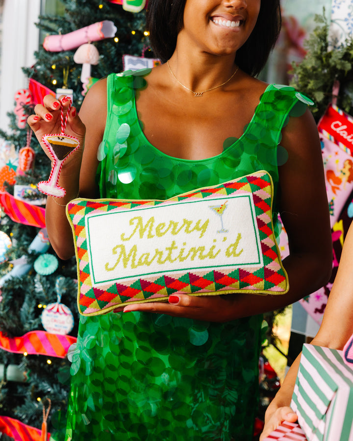 Merry Tini'd Needlepoint Pillow - Furbish Studio