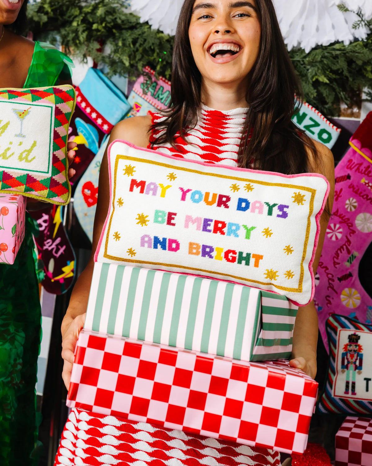 Merry & Bright Needlepoint Pillow - Furbish Studio