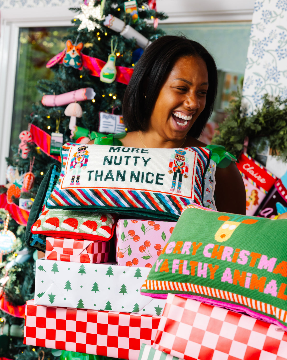 More Nutty Needlepoint Pillow - Furbish Studio