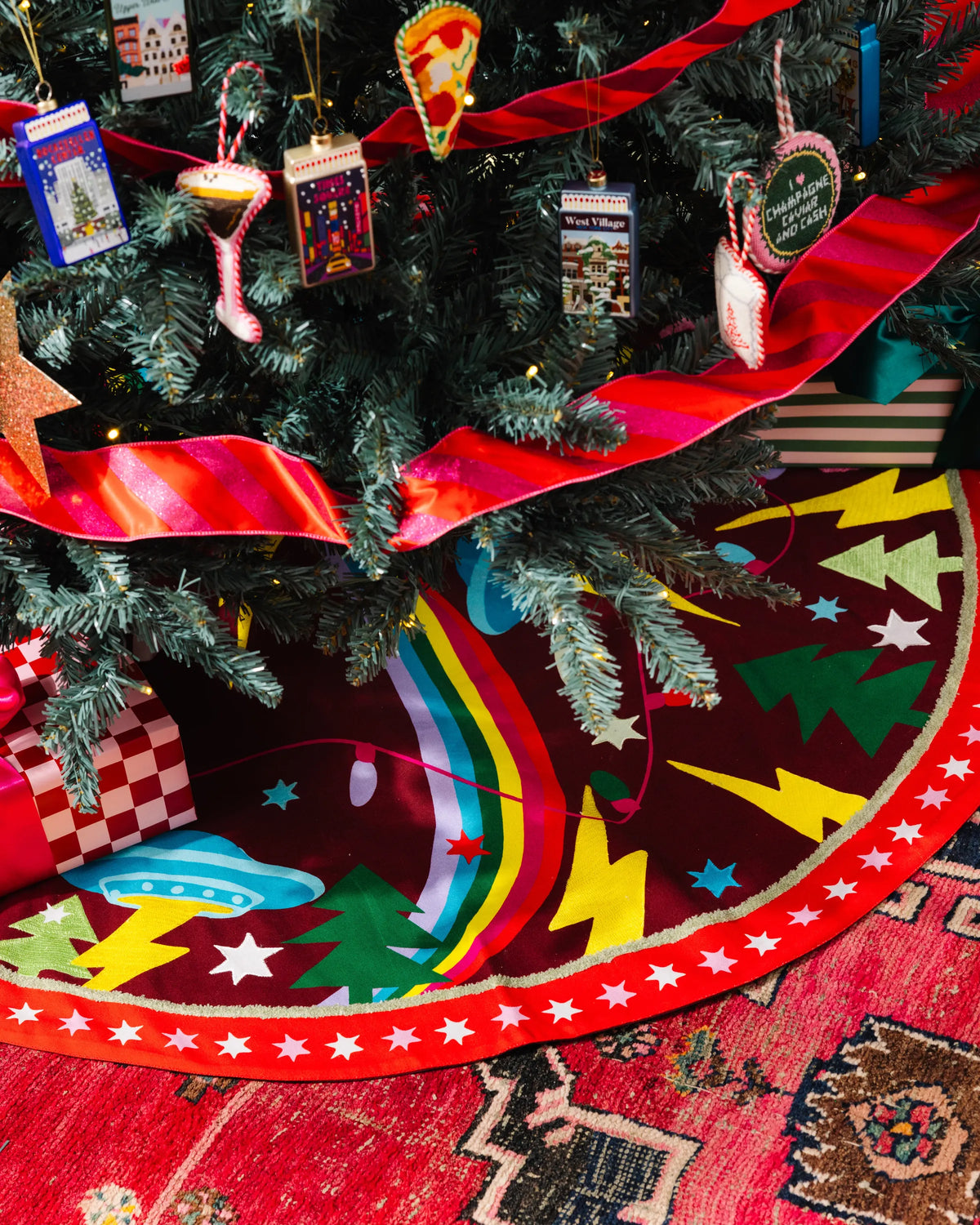 All Is Bright Embroidered Tree Skirt - Furbish Studio