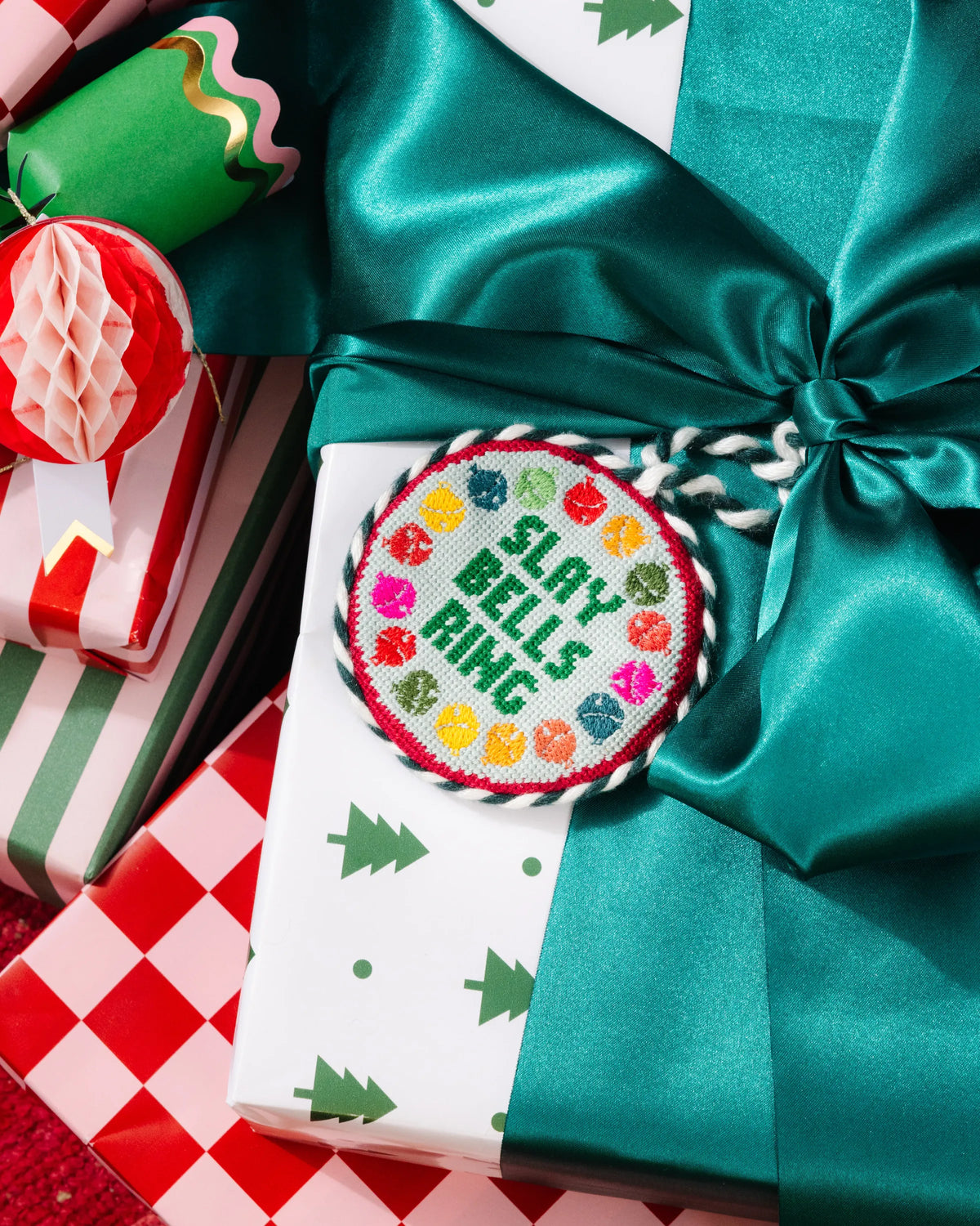 Needlepoint Ornament - Slay Bells Ring - Furbish Studio