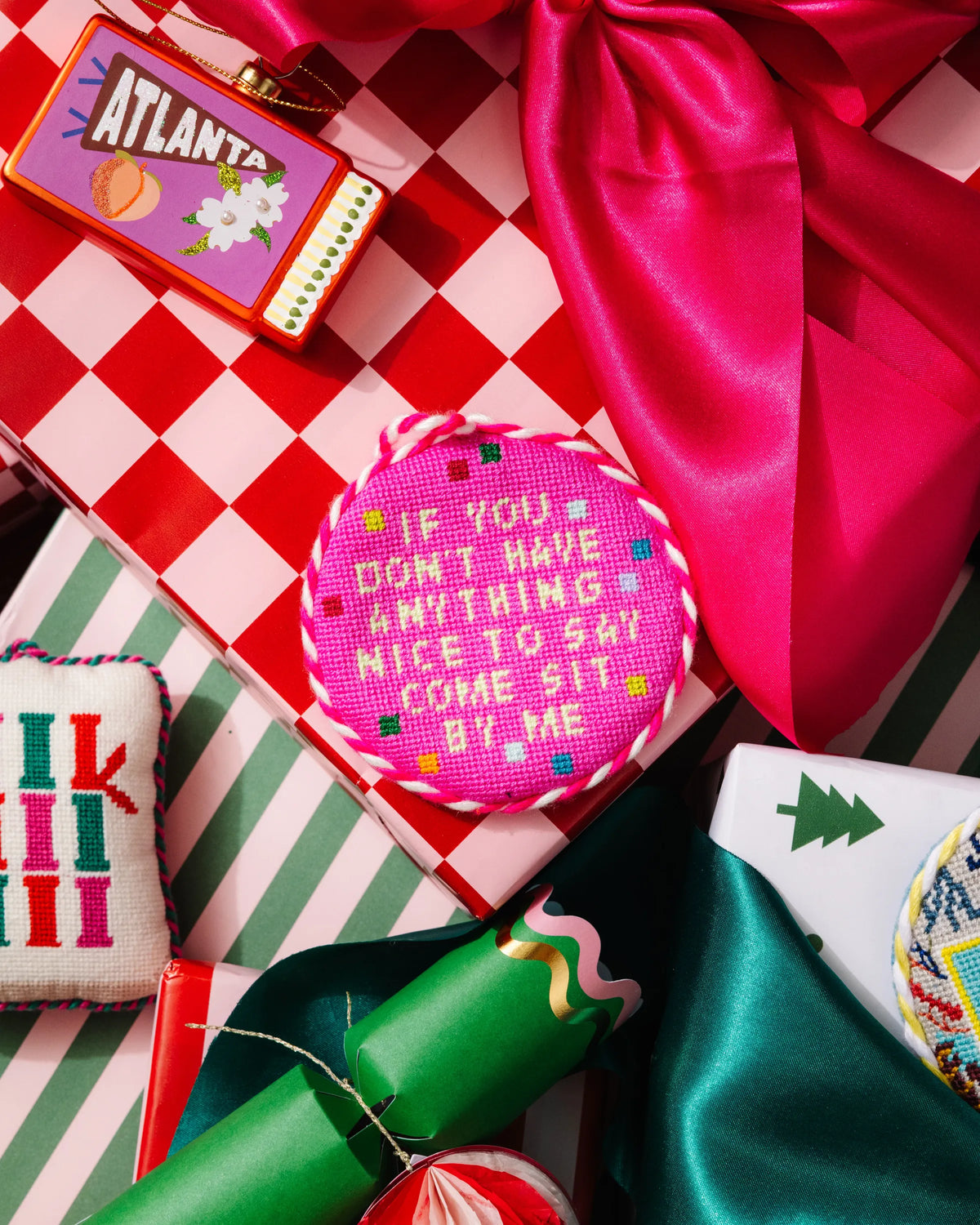 Needlepoint Ornament - Come Sit By Me - Furbish Studio