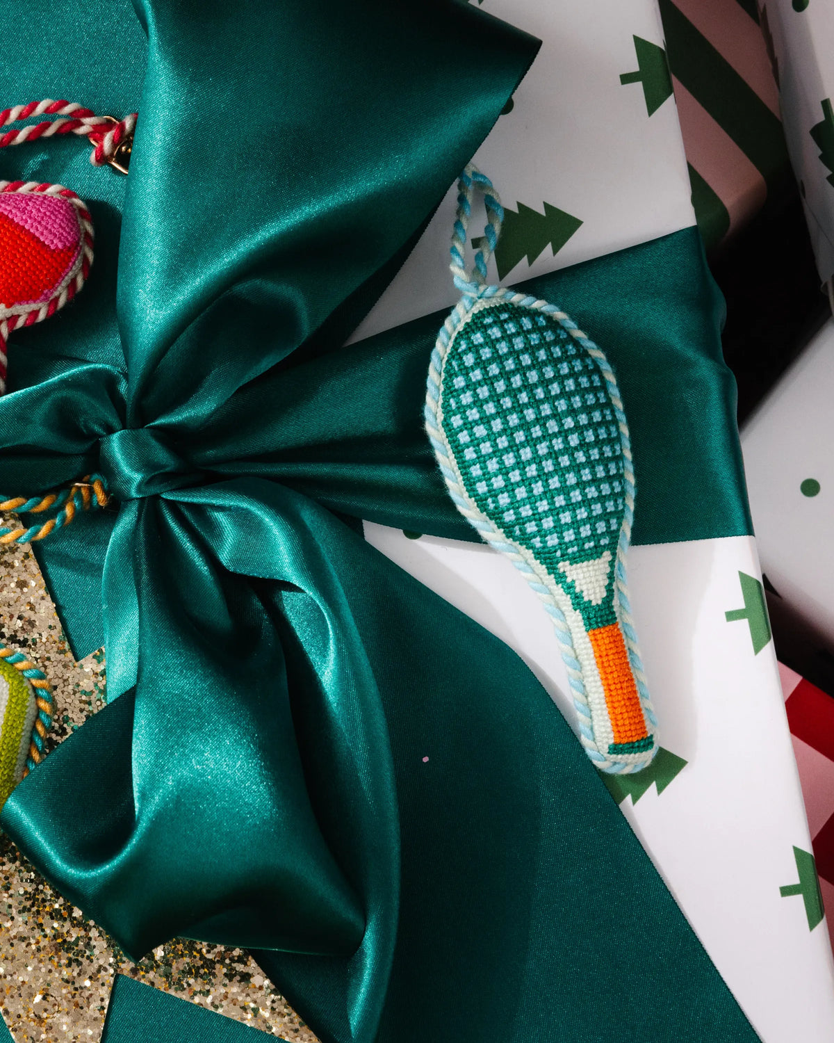 Needlepoint Icon Ornament - Tennis Racket - Furbish Studio