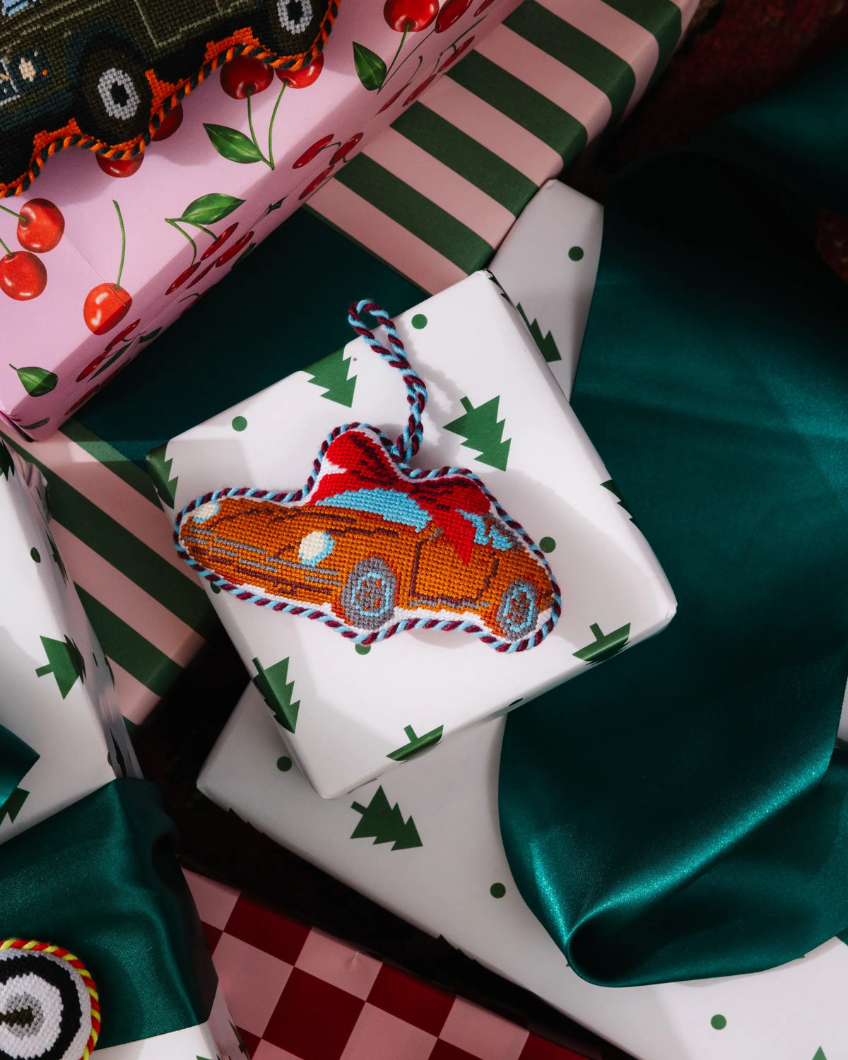 Needlepoint Icon Ornament - Sports Car - Furbish Studio