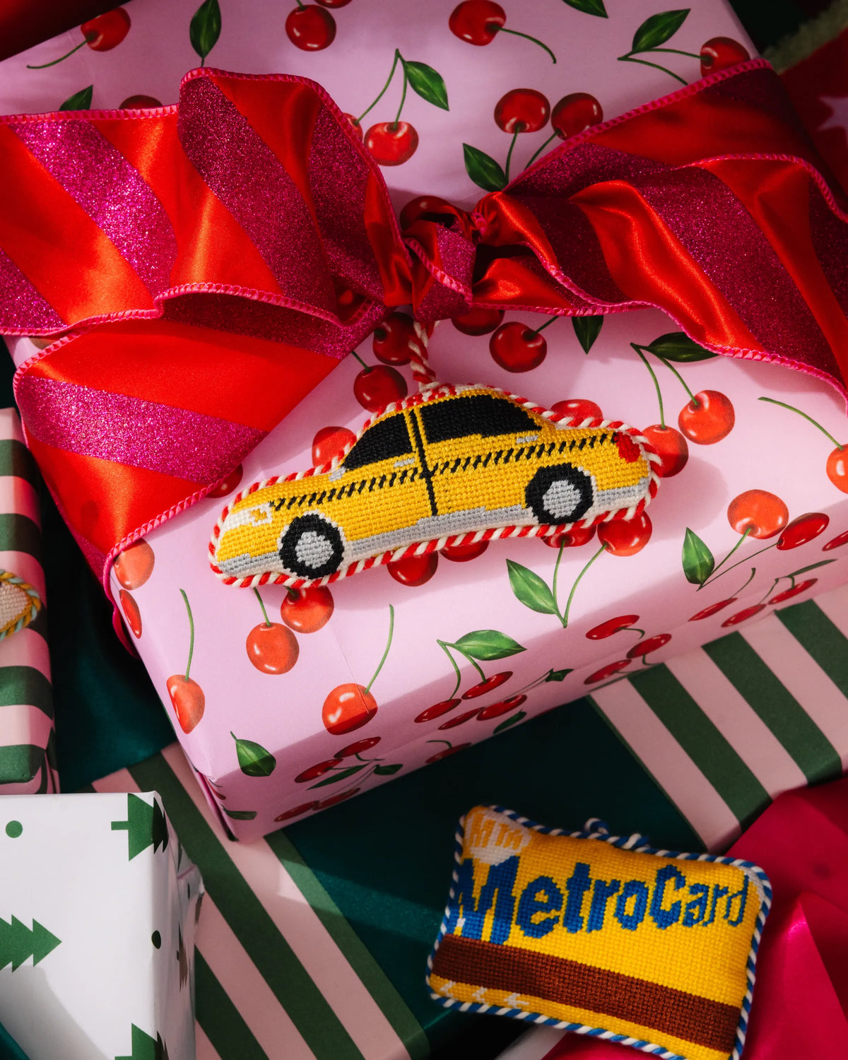 Needlepoint Icon Ornament - Taxi Cab - Furbish Studio