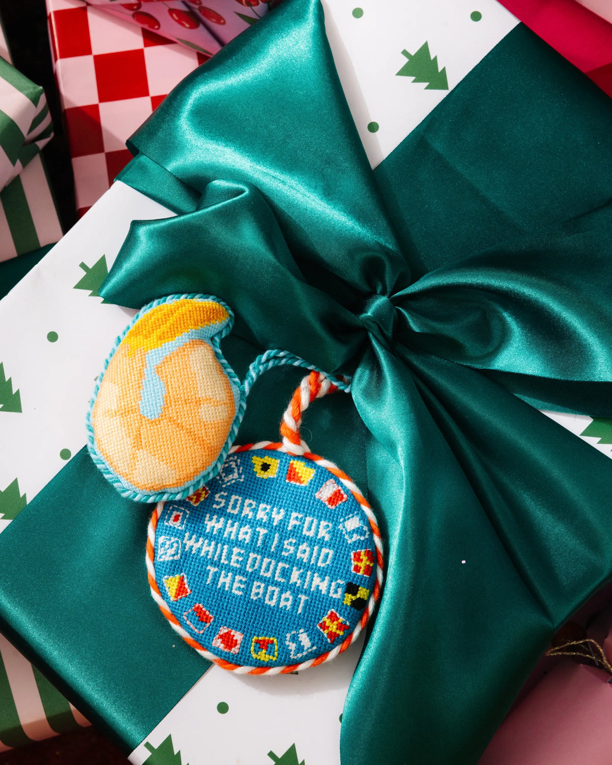 Needlepoint Ornament - Docking the Boat - Furbish Studio