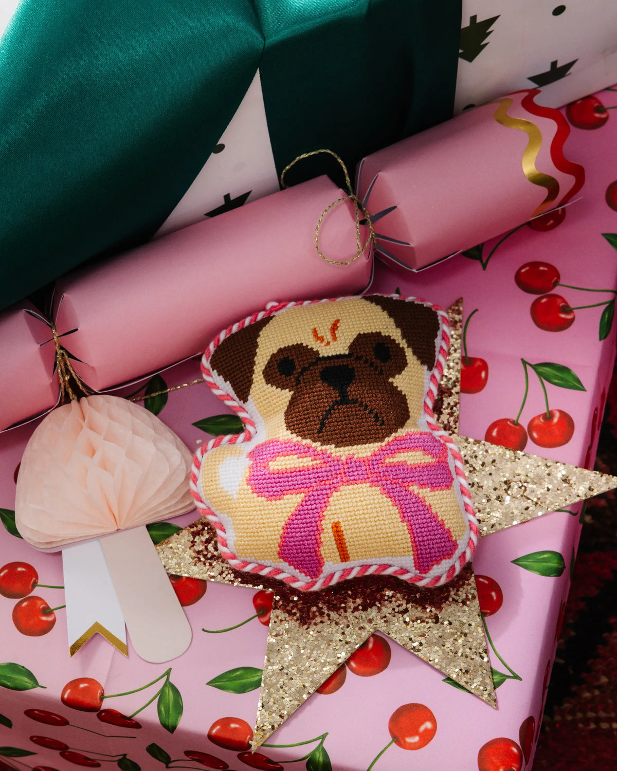 Needlepoint Icon Ornament - Pug - Furbish Studio