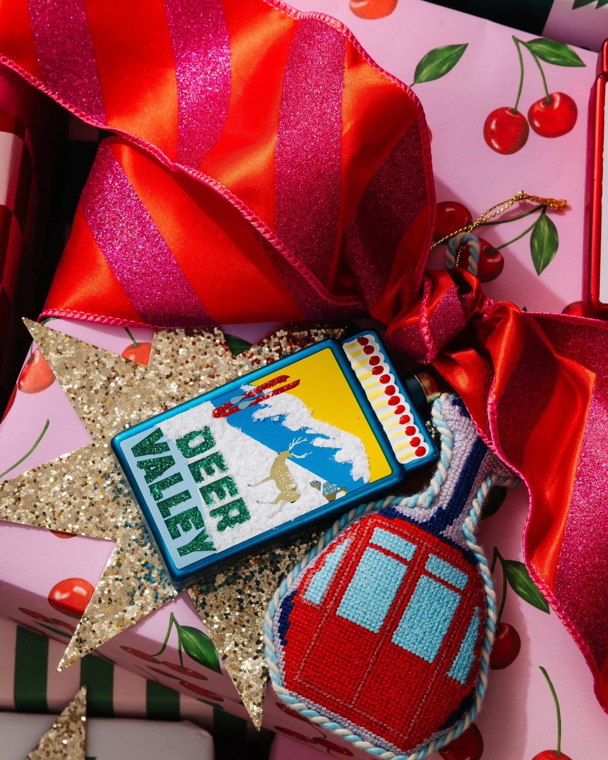 Needlepoint Icon Ornament - Ski Lift - Furbish Studio