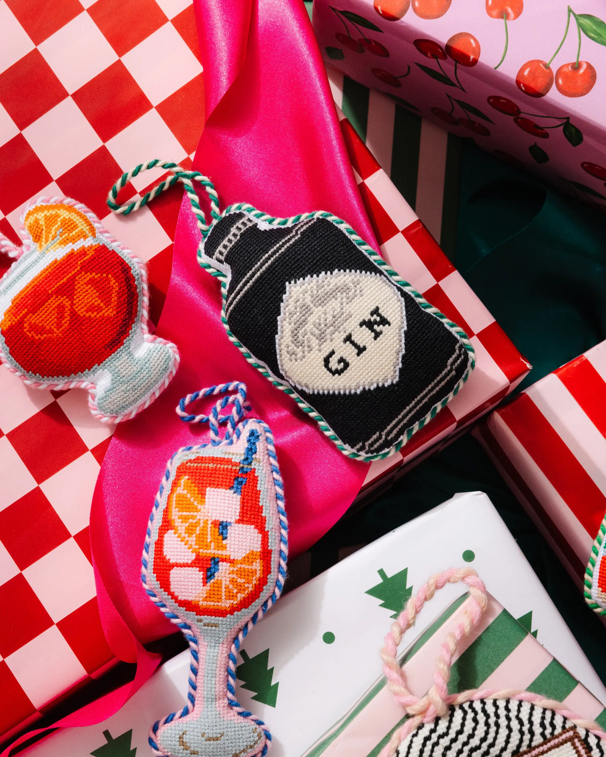 Needlepoint Icon Ornament - Gin Bottle - Furbish Studio