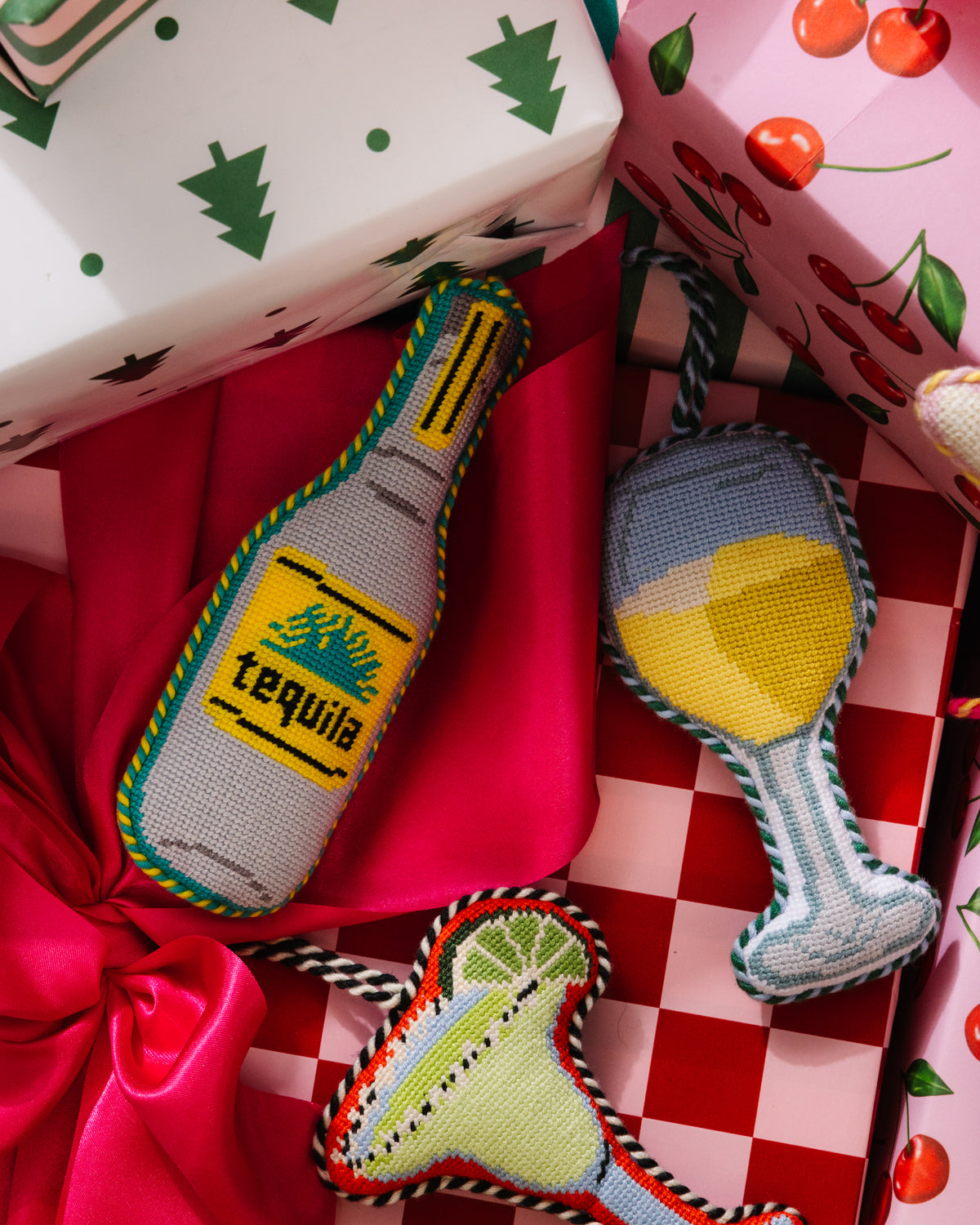 Needlepoint Icon Ornament - Tequila Bottle - Furbish Studio