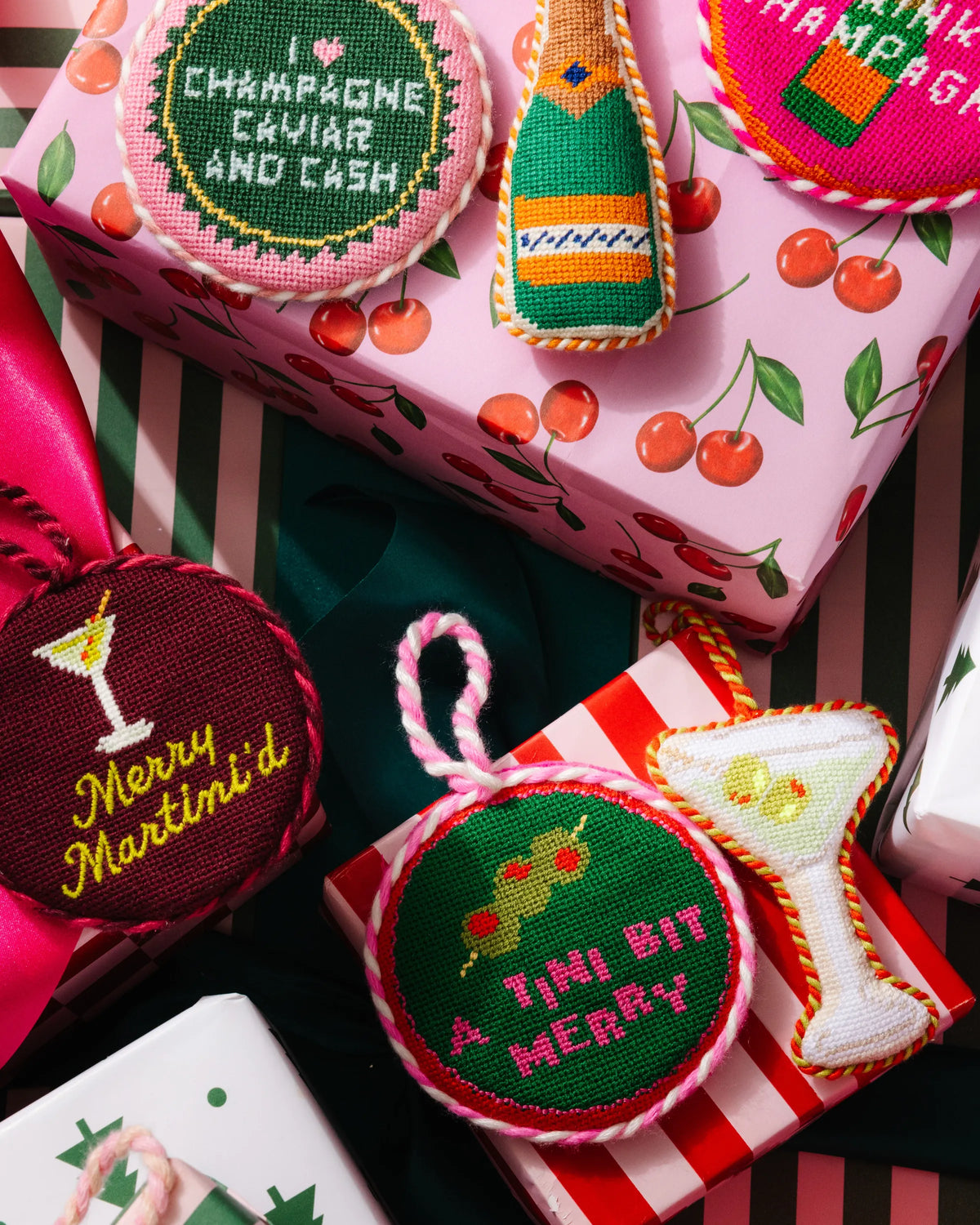 Needlepoint Ornament - Tini Bit Merry - Furbish Studio