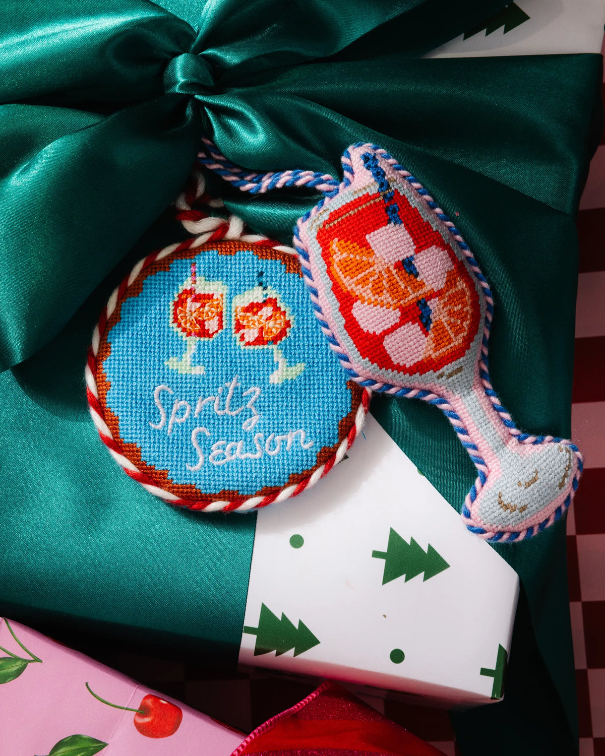 Needlepoint Icon Ornament - Orange Spritz - Furbish Studio