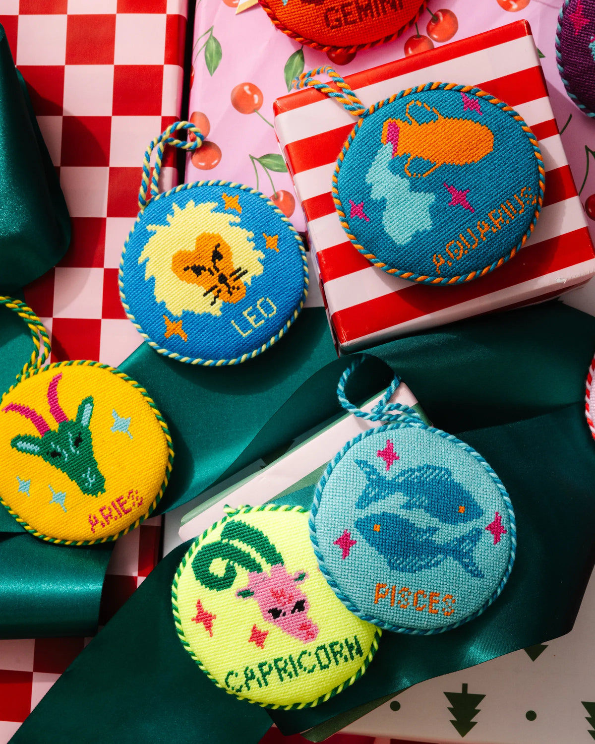 Needlepoint Zodiac Ornament - Aries - Furbish Studio