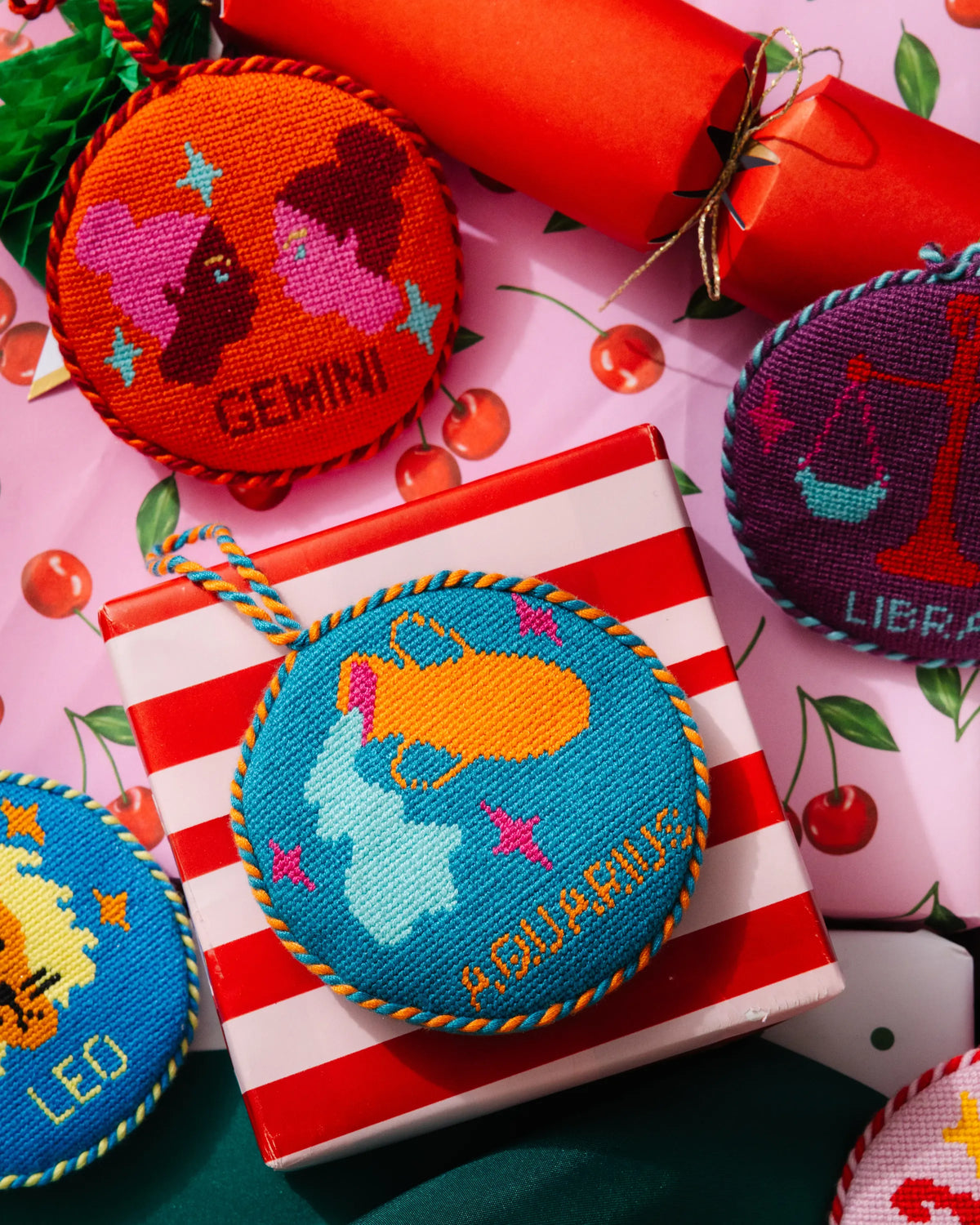 Needlepoint Zodiac Ornament - Gemini - Furbish Studio