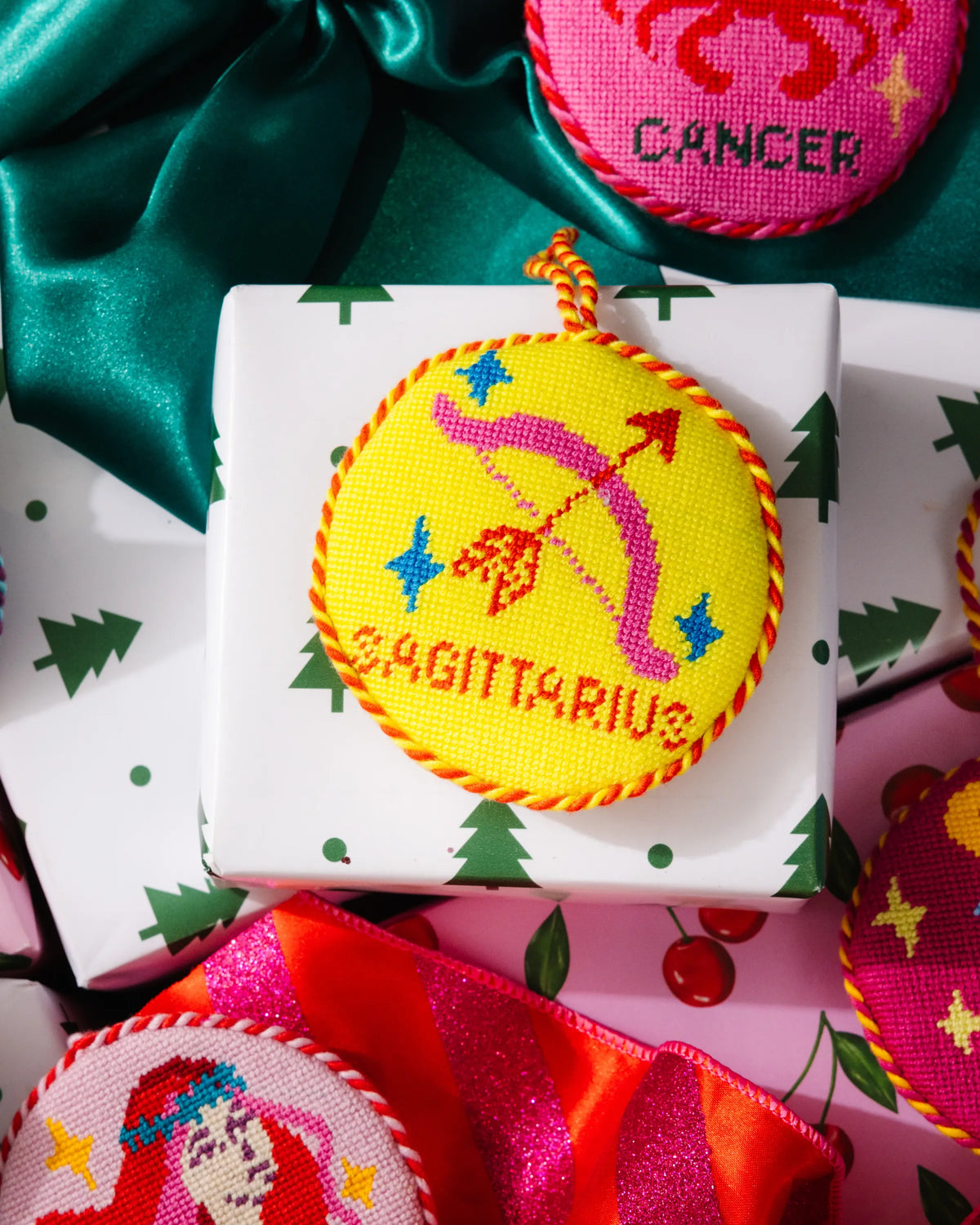 Needlepoint Zodiac Ornament - Sagittarius - Furbish Studio