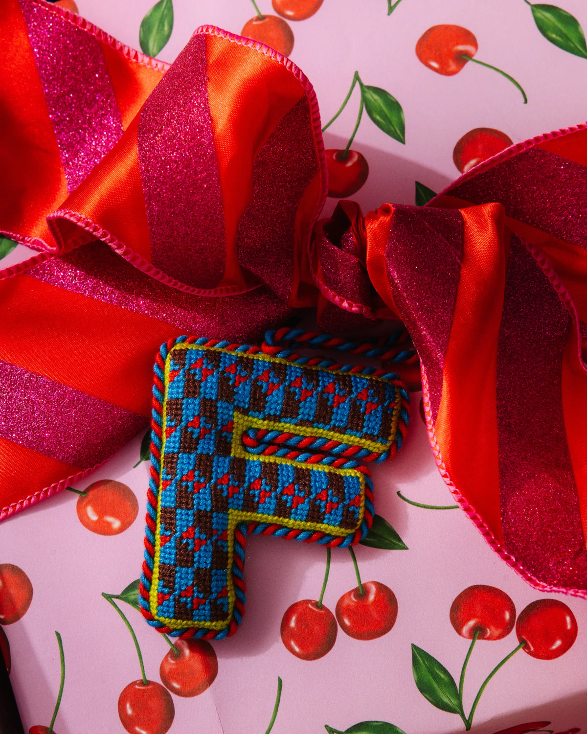 Needlepoint Monogram Ornament - F - Furbish Studio