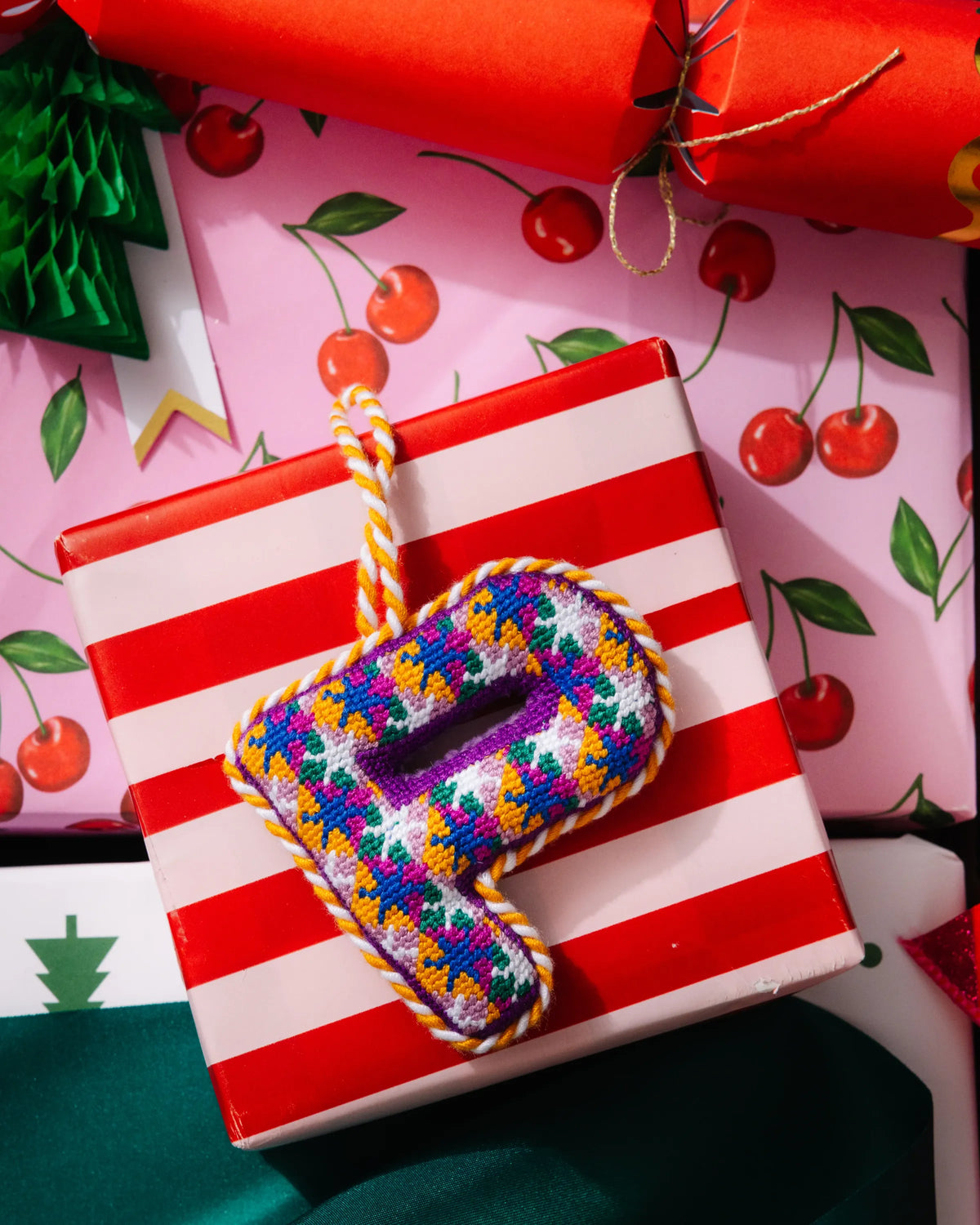 Needlepoint Monogram Ornament - P