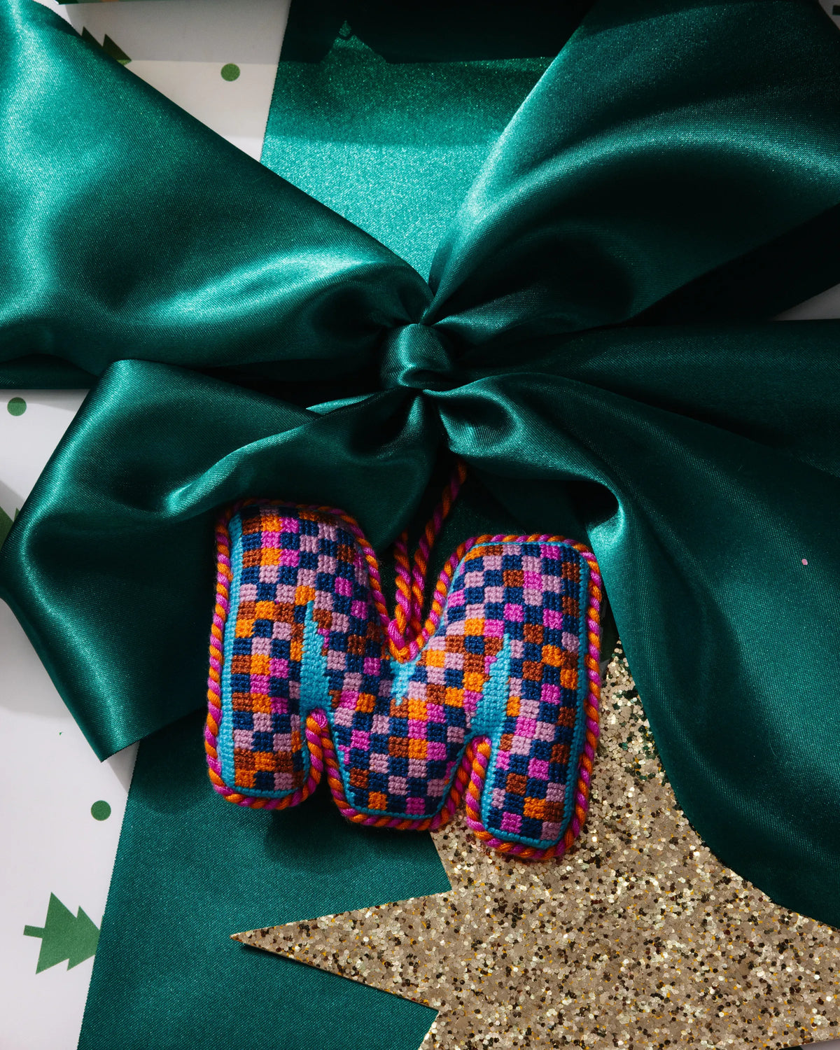 Needlepoint Monogram Ornament - M - Furbish Studio