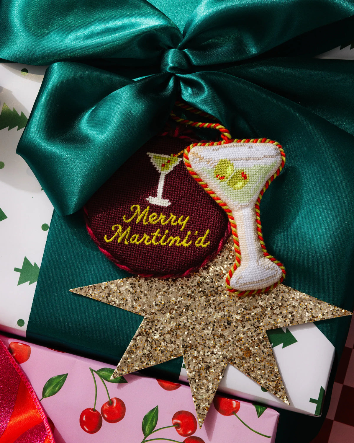 Needlepoint Ornament - Merry Martini - Furbish Studio