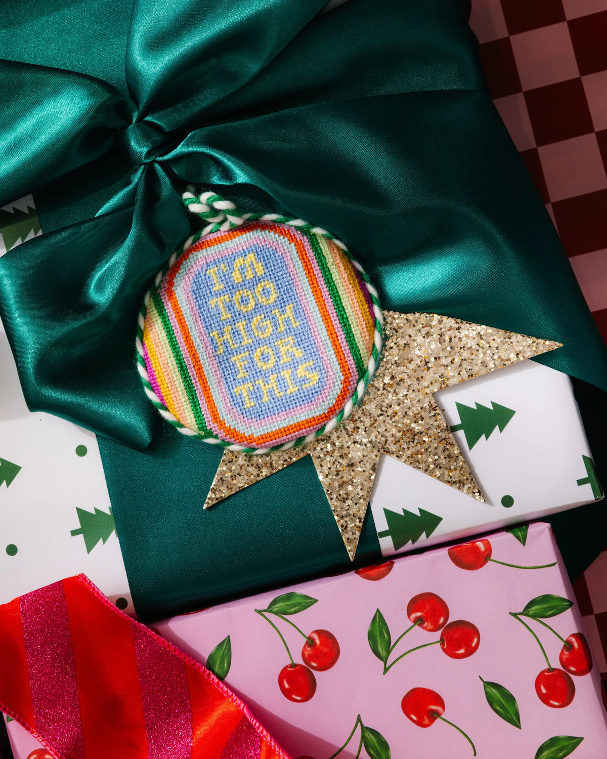 Needlepoint Ornament - Too High - Furbish Studio