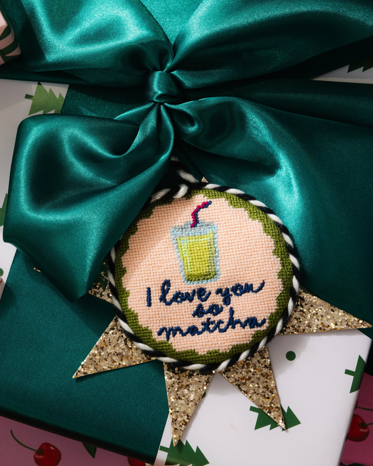 Needlepoint Ornament - Love You So Matcha - Furbish Studio